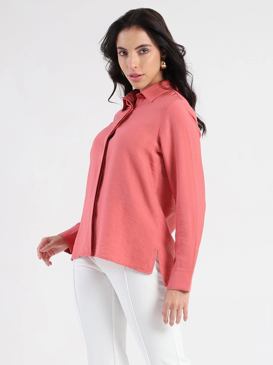 Contemporary Design Work Appropriate Madame Coral Rayon Blend Shirt