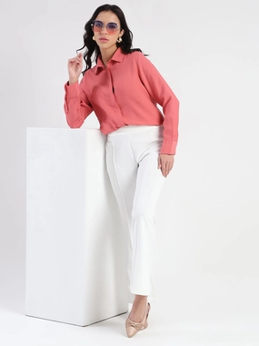 Polished Placket Recycled Polyester Blend Madame Coral Rayon Blend Shirt