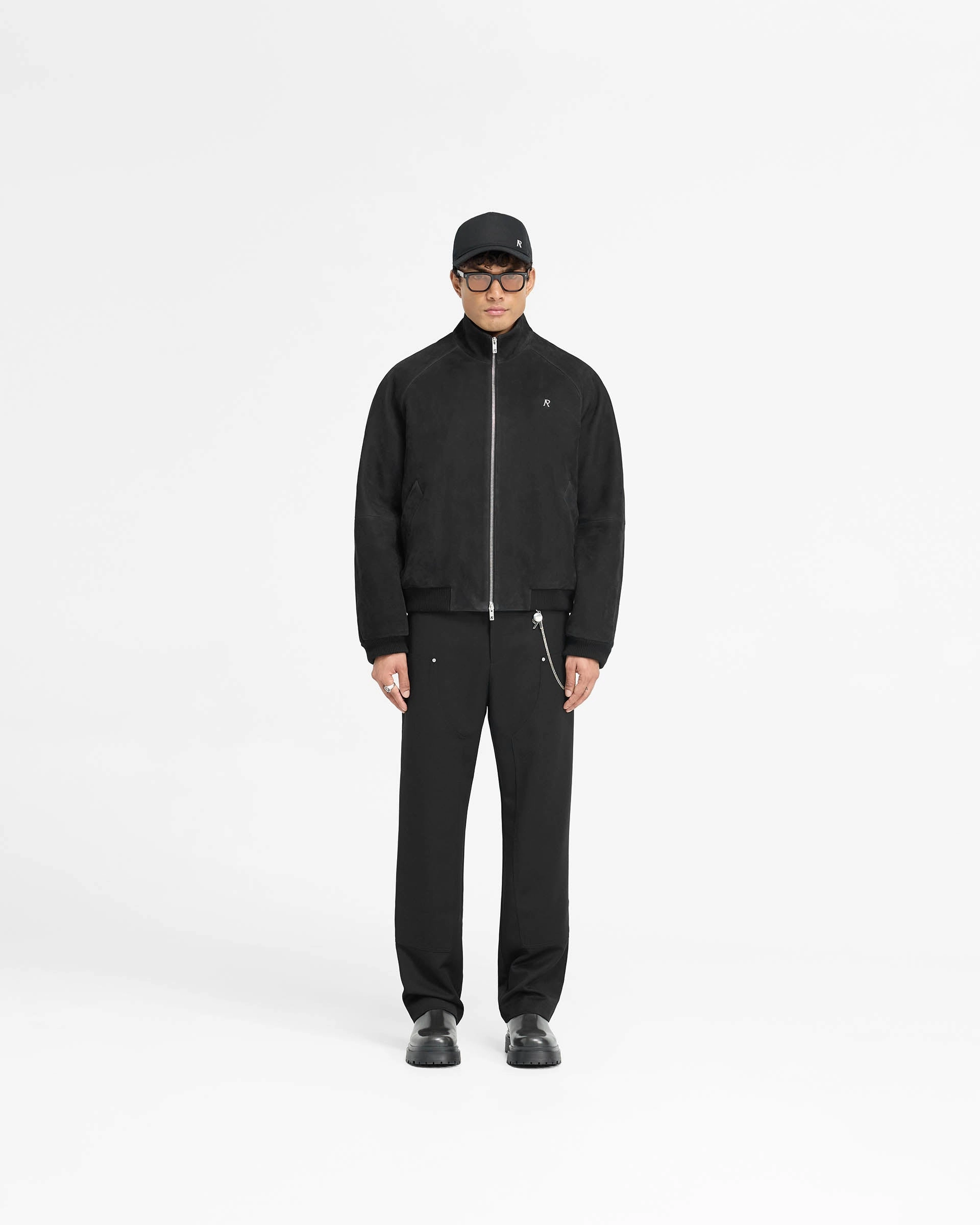 Abrasion Resistant Trim VentilatedBackPanel Suede Bomber - Black