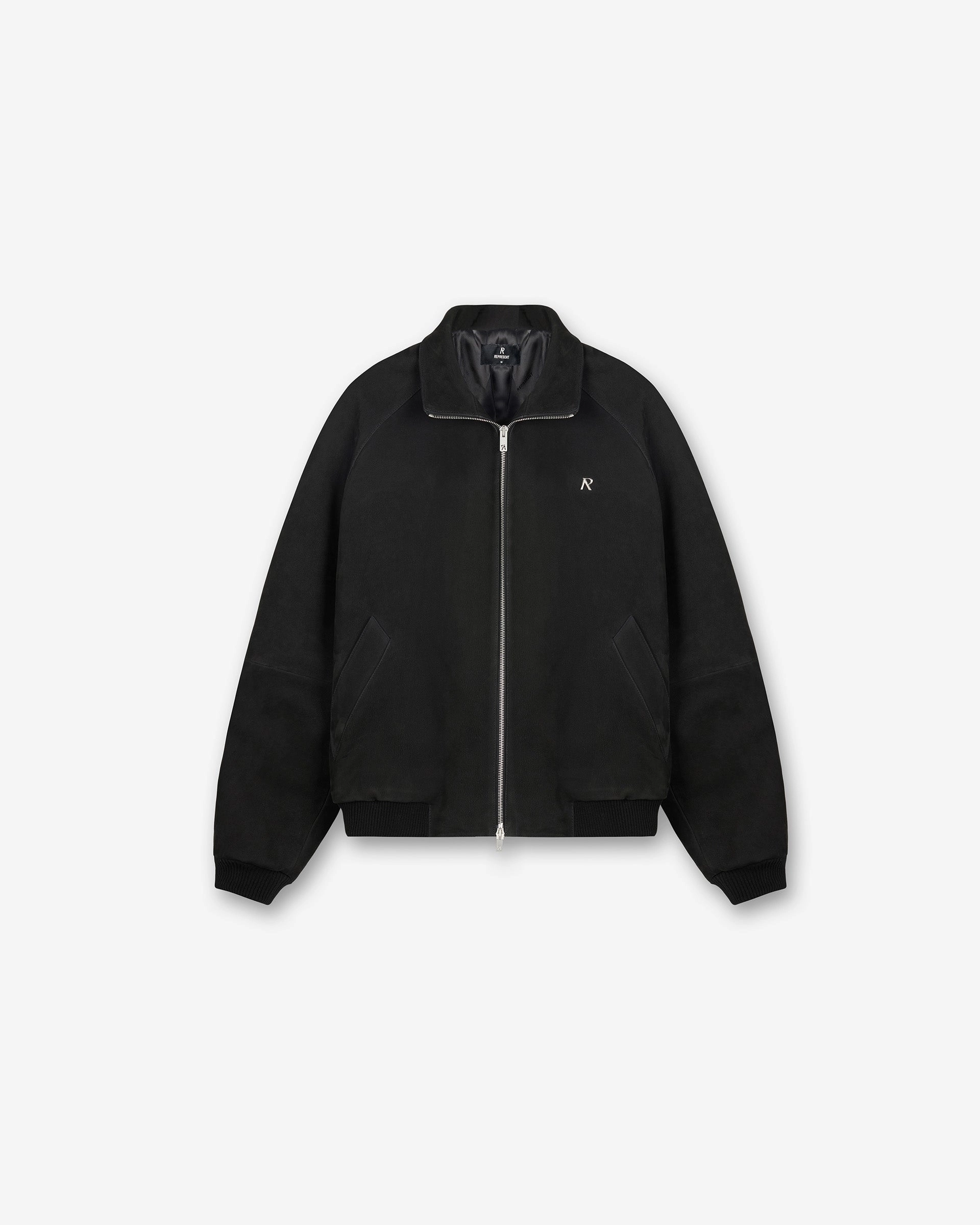 Cotton Twill Suede Bomber - Black