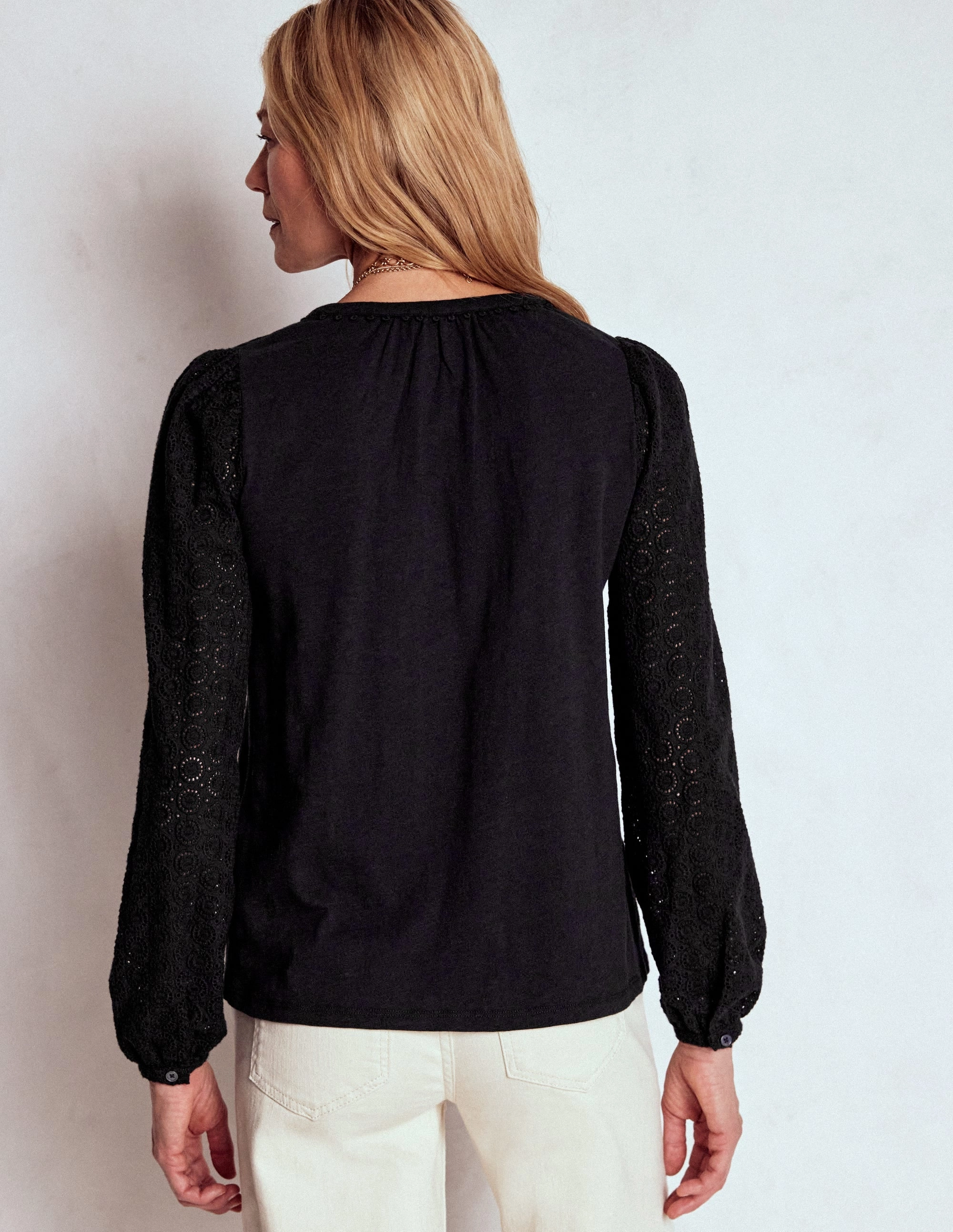 Eden Broderie Jersey Shirt-Black Sporty T-shirt