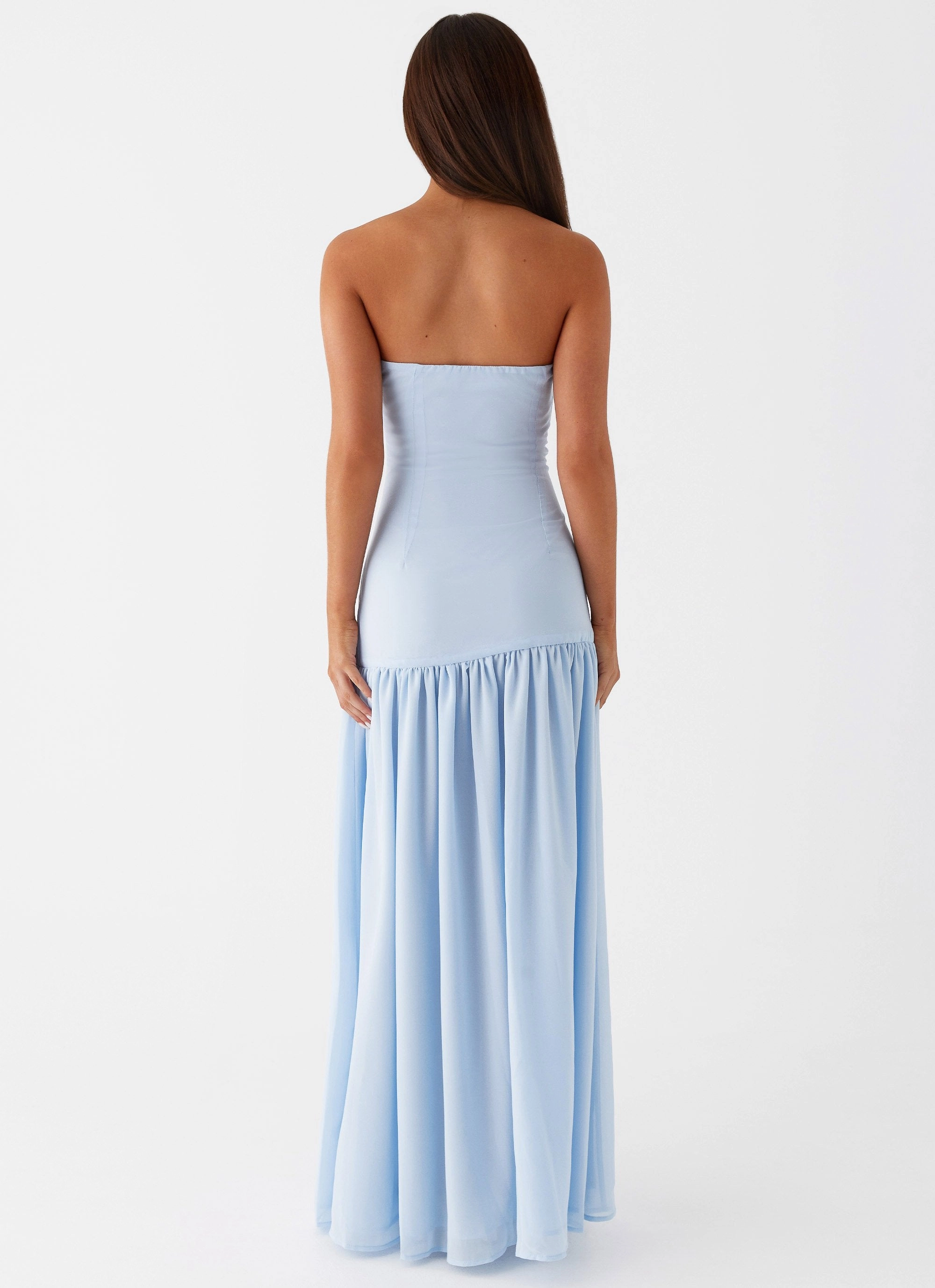 Eden Strapless Maxi Dress - Blue Chilly Weather Wear