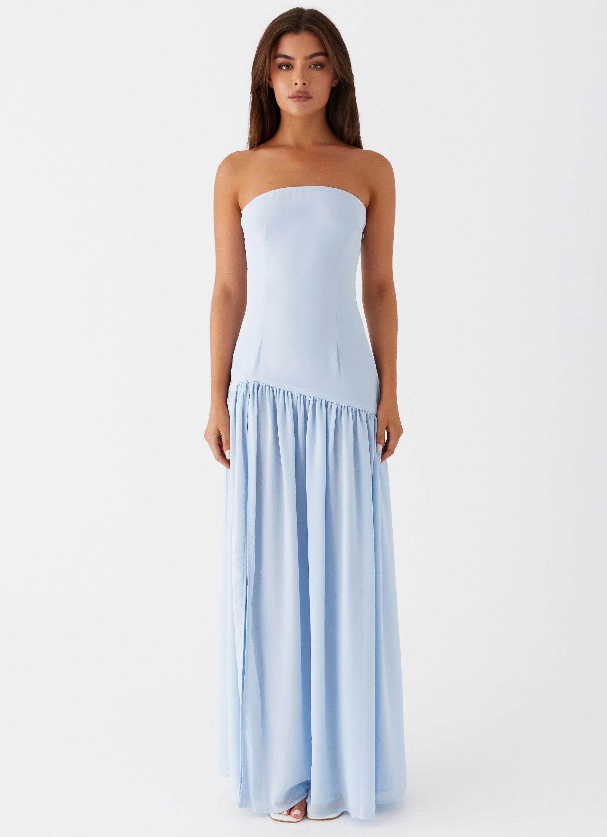 Eden Strapless Maxi Dress - Blue Confident Touch Perfectly Fitted