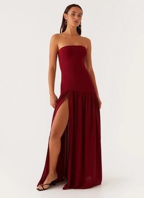 Eden Strapless Maxi Dress - Maroon Classic Layer