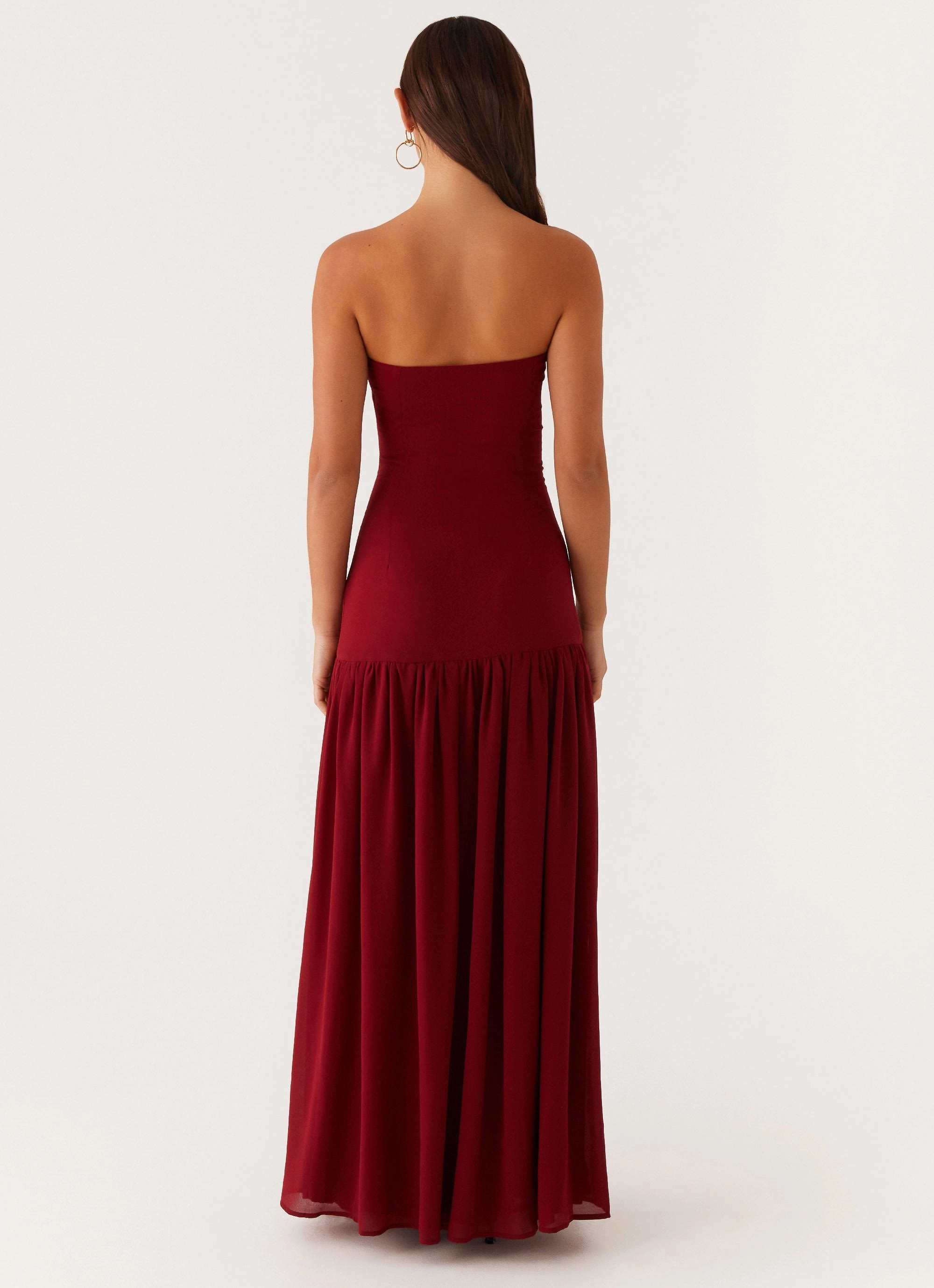 Eden Strapless Maxi Dress - Maroon Shade Soft