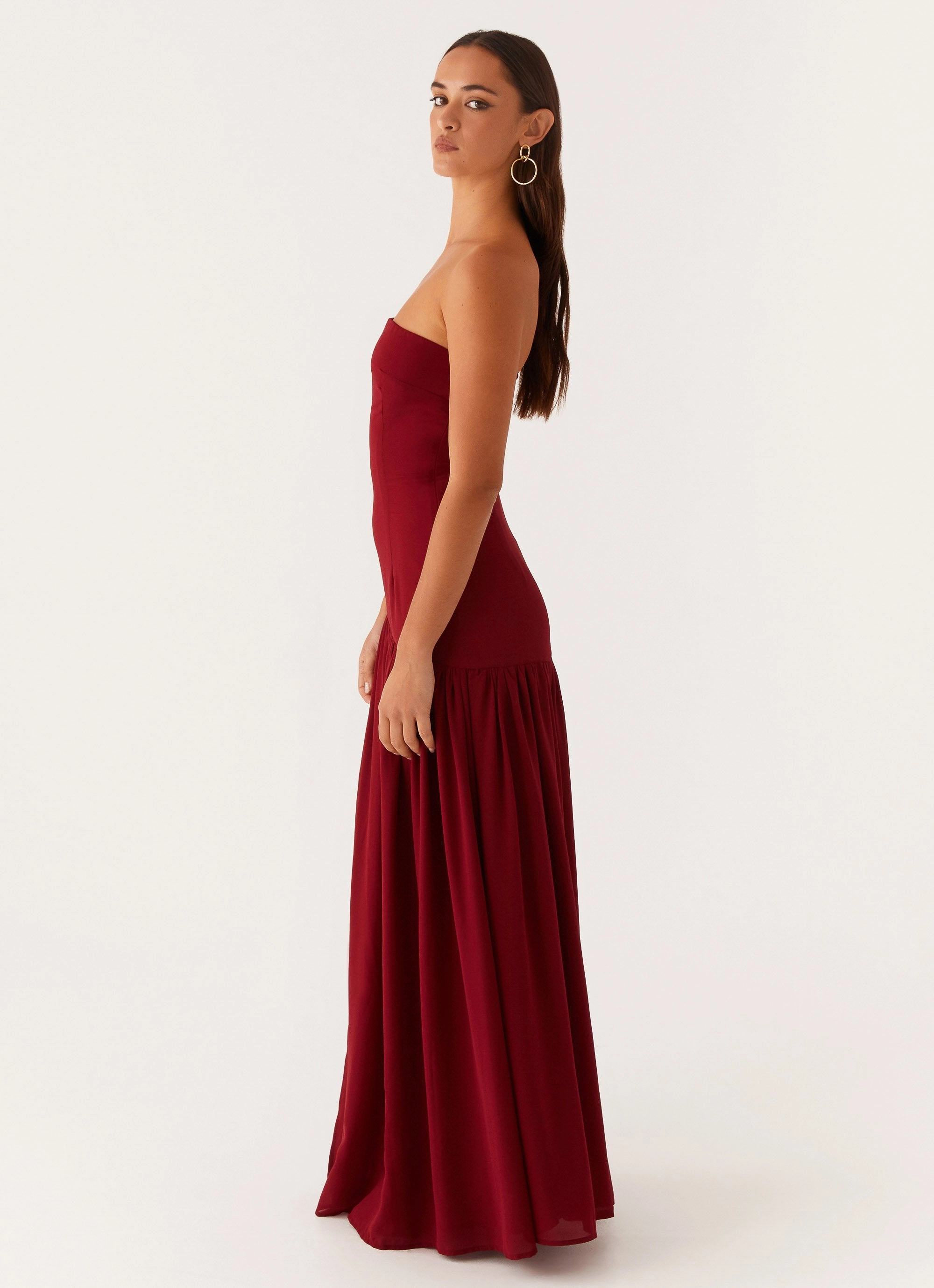 Eden Strapless Maxi Dress - Maroon UVProtectiveLayer Smooth Layers