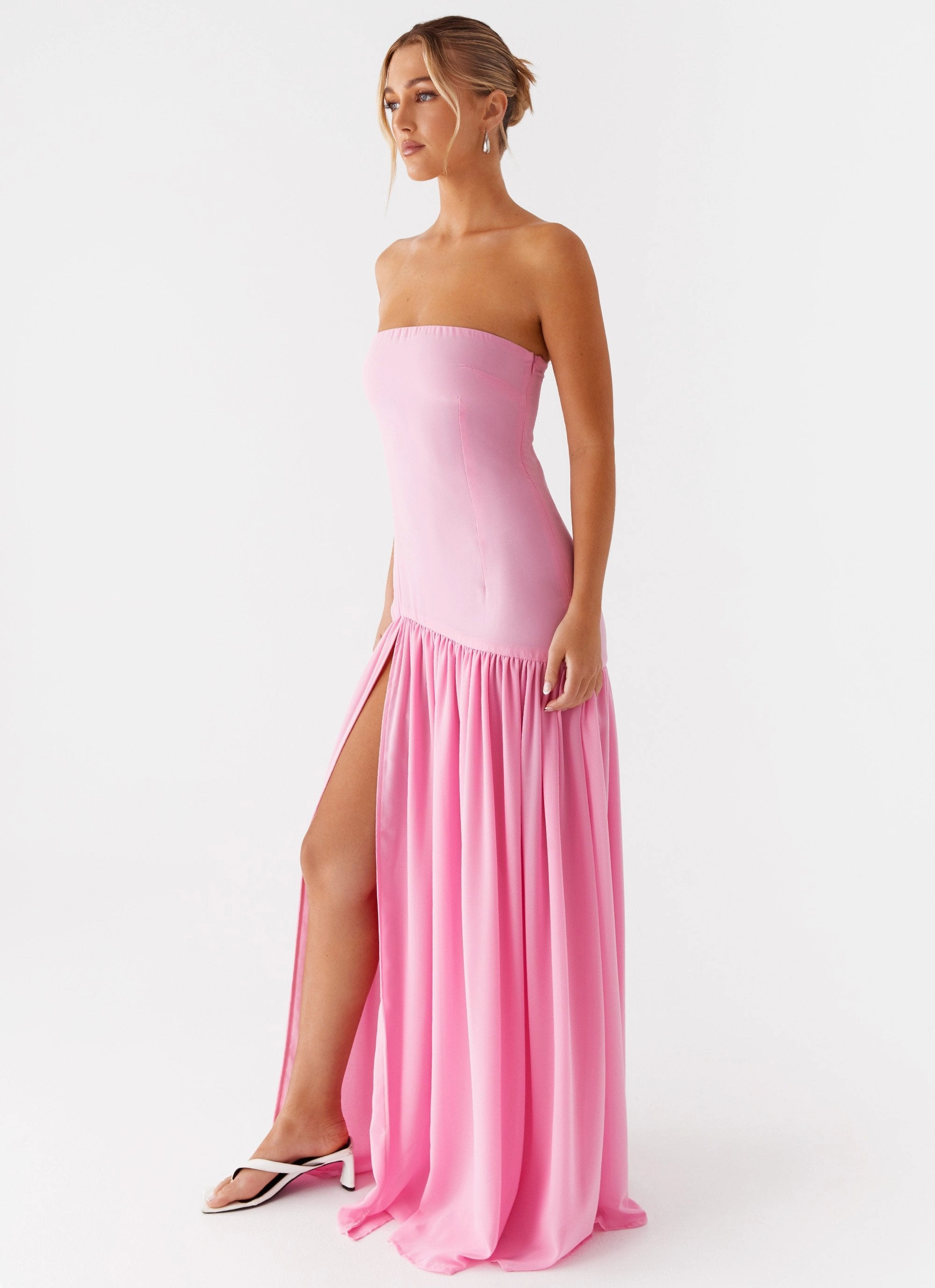 Eden Strapless Maxi Dress - Pink Gloss Accent