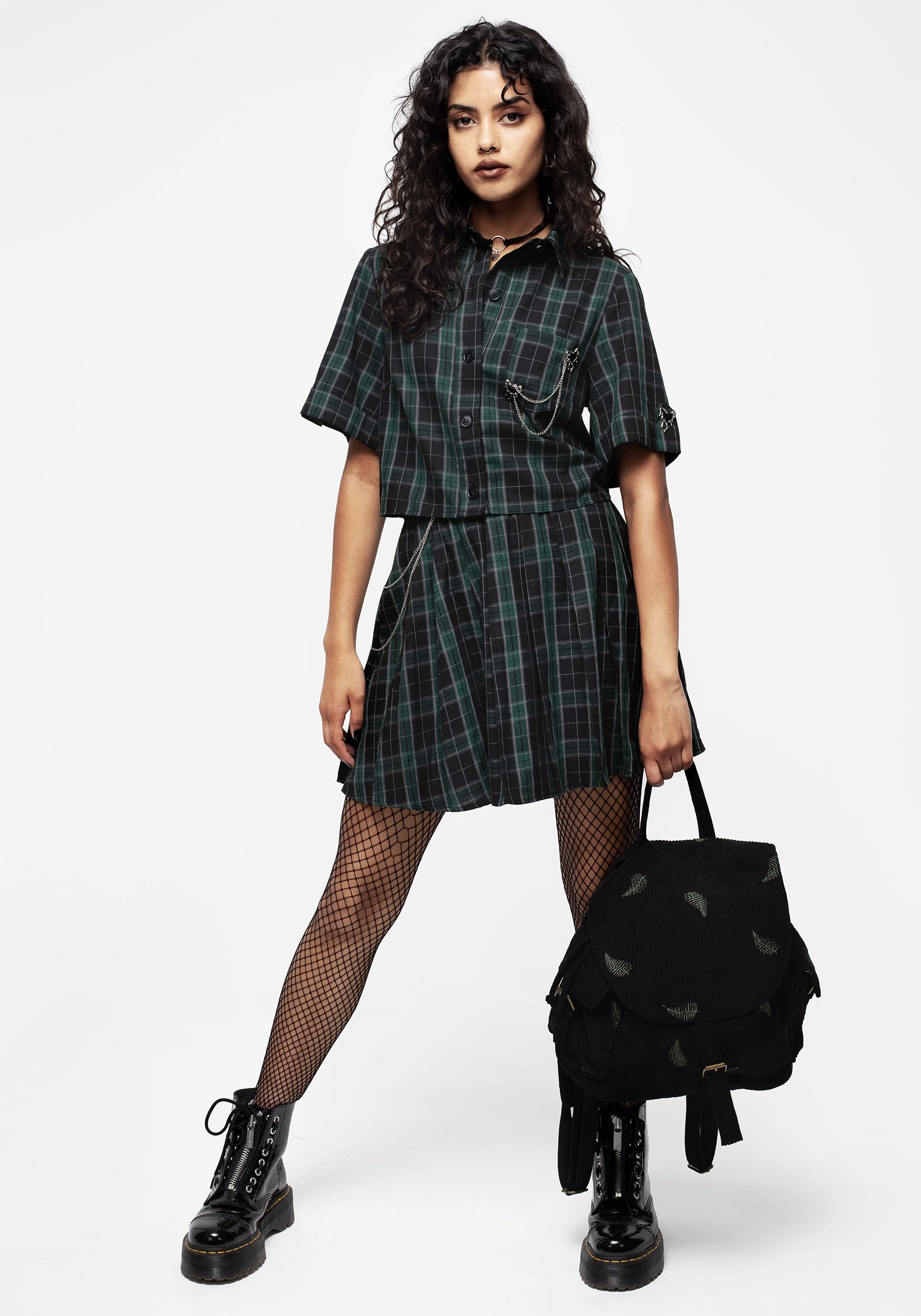 Cardio Check Cotton Pleated Mini Skirt Key Feature