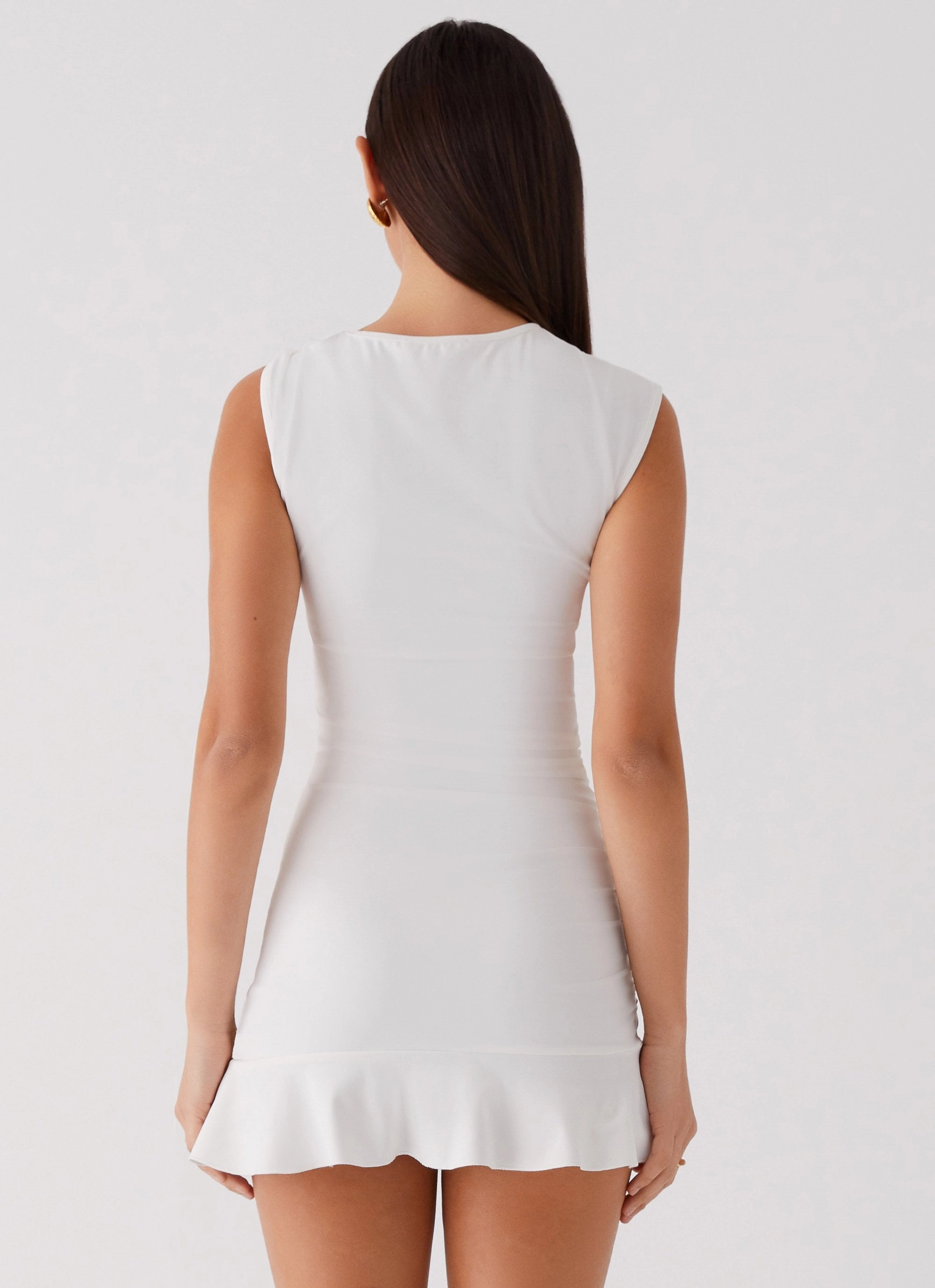 Katy Frill Mini Dress - Ivory Soft Outfit