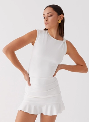 Katy Frill Mini Dress - Ivory Relaxed Mood Bloom Zone