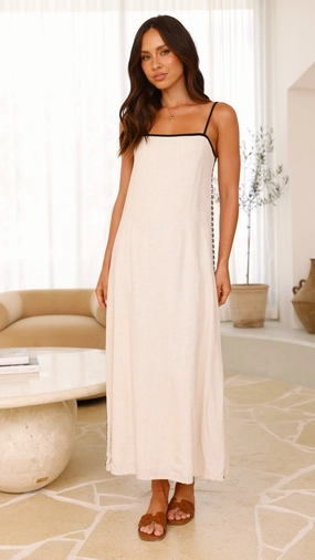 Silky Finish Balanced Look Aisha Maxi Dress - Oat
