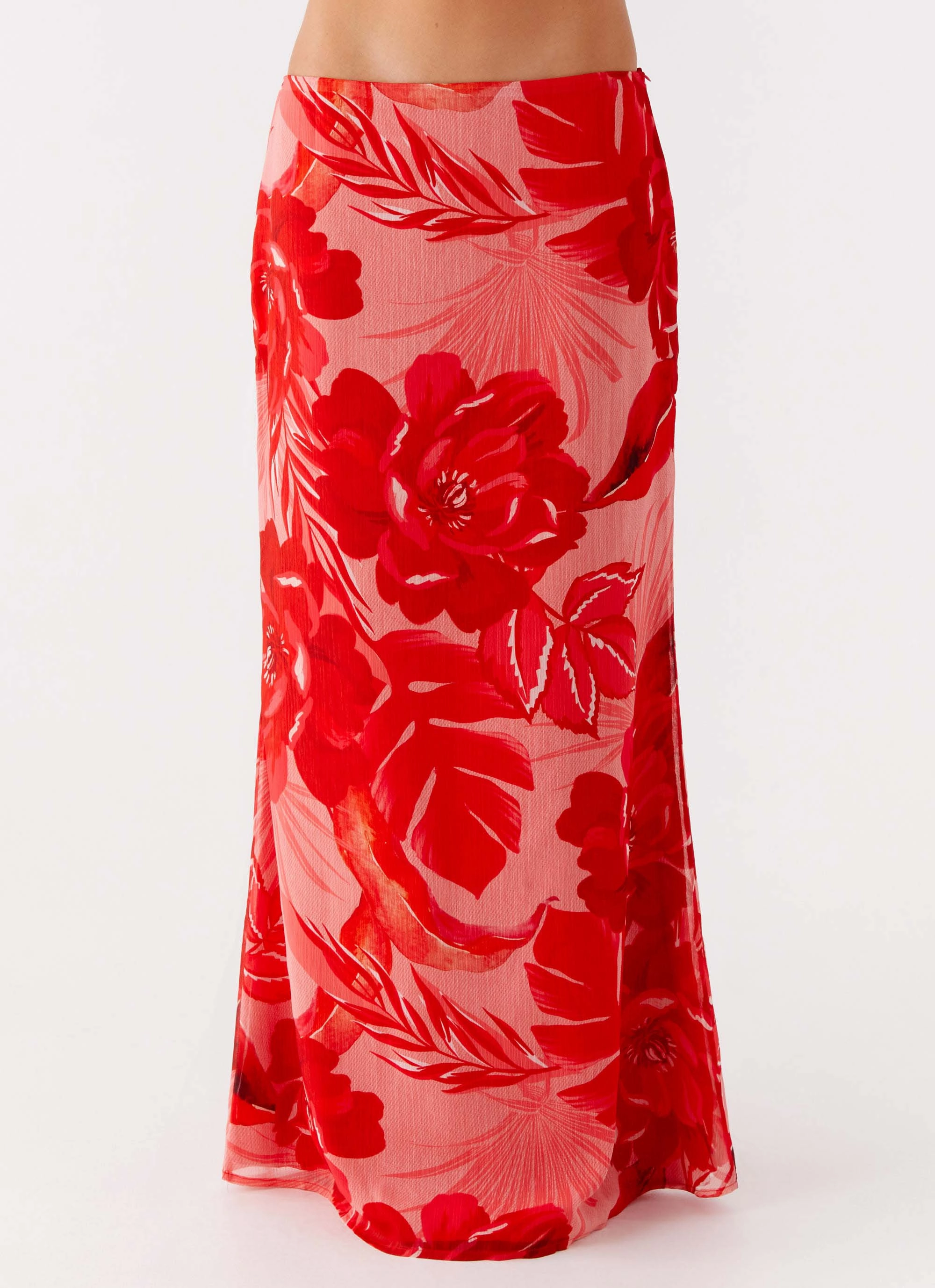 Comfort Waistline Calm Mood Soulful Low Rise Maxi Skirt - Sicily Sunsets Print