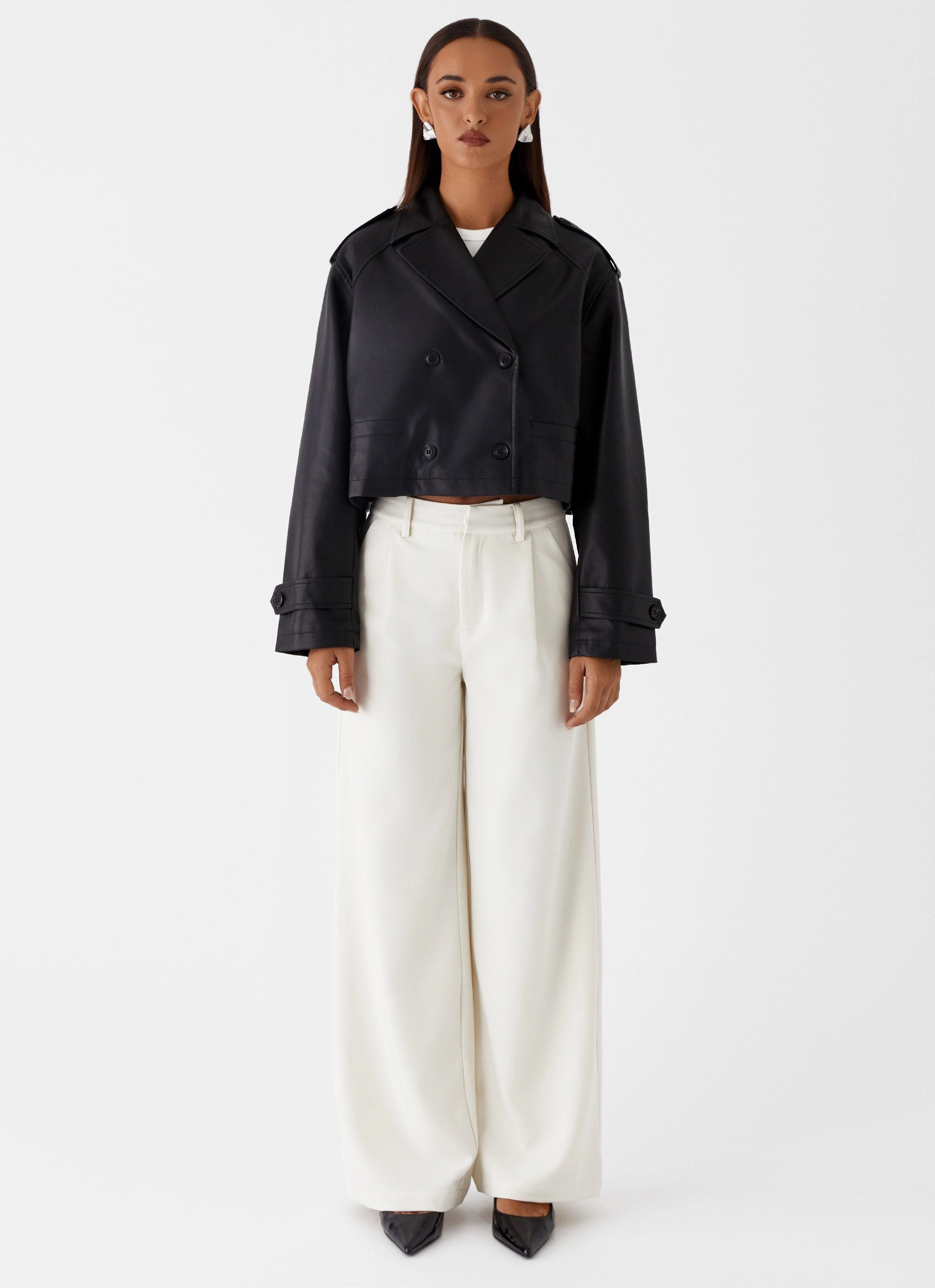 Bryson Cropped Jacket - Black Flexible Material