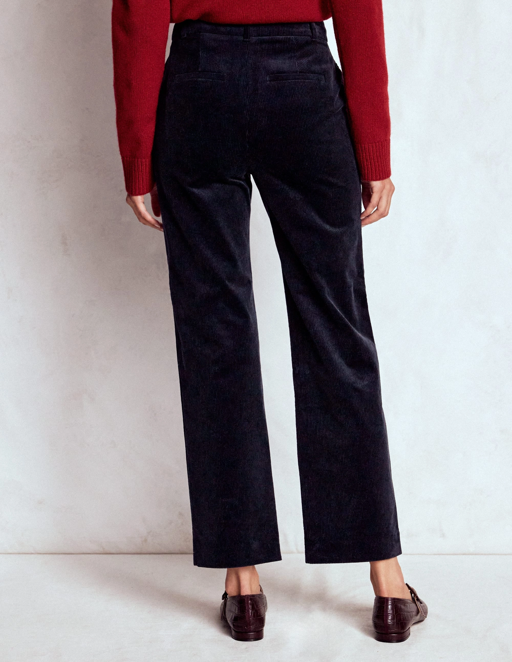 Canonbury Cord Trousers-Navy Refined fit Fitted waist