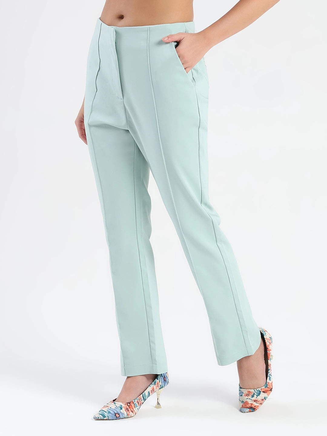 Base Layer Ventilated Mesh Lining Madame Alex Front Pintuck Detailed Mint Green Trousers