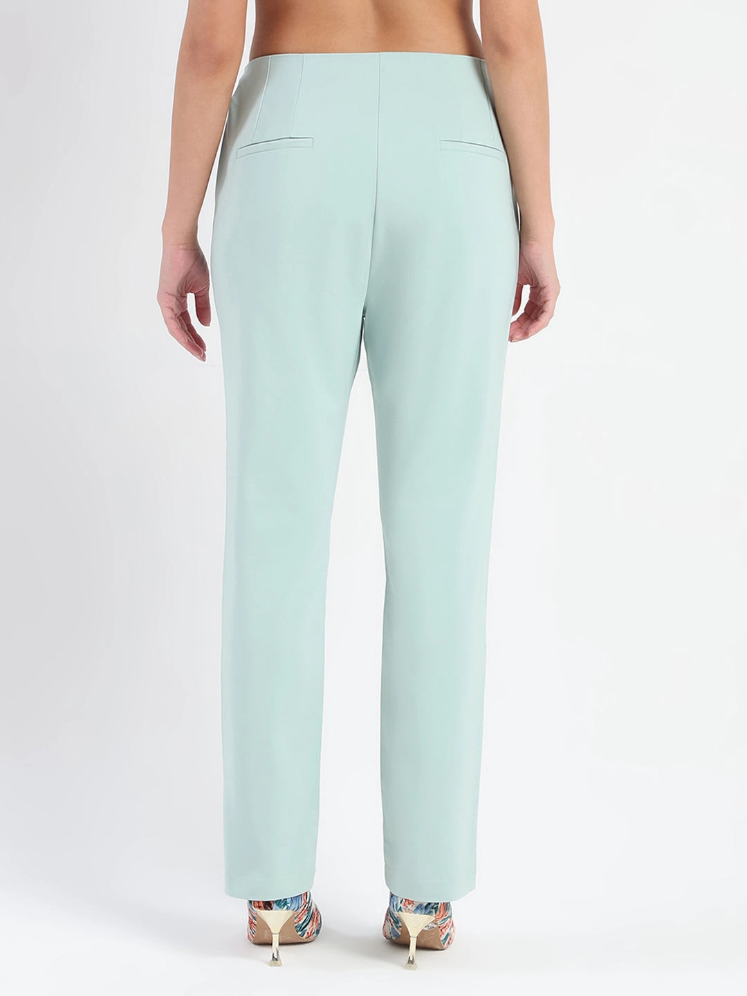 Comfy Texture Madame Alex Front Pintuck Detailed Mint Green Trousers