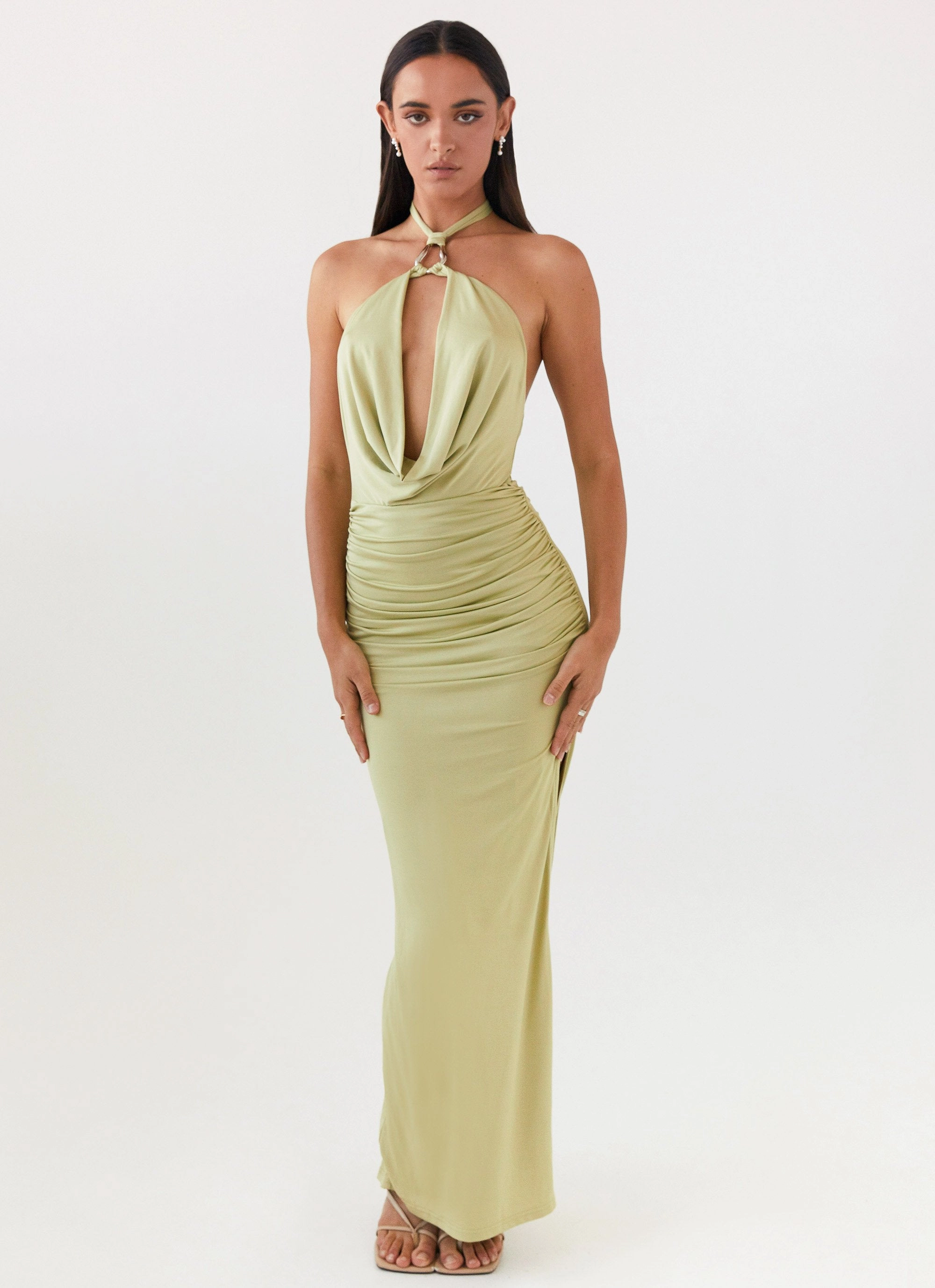 Samara Halterneck Maxi Dress - Sage Cozy Design UVProtectiveLayer
