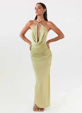 Samara Halterneck Maxi Dress - Sage Easy Pretty