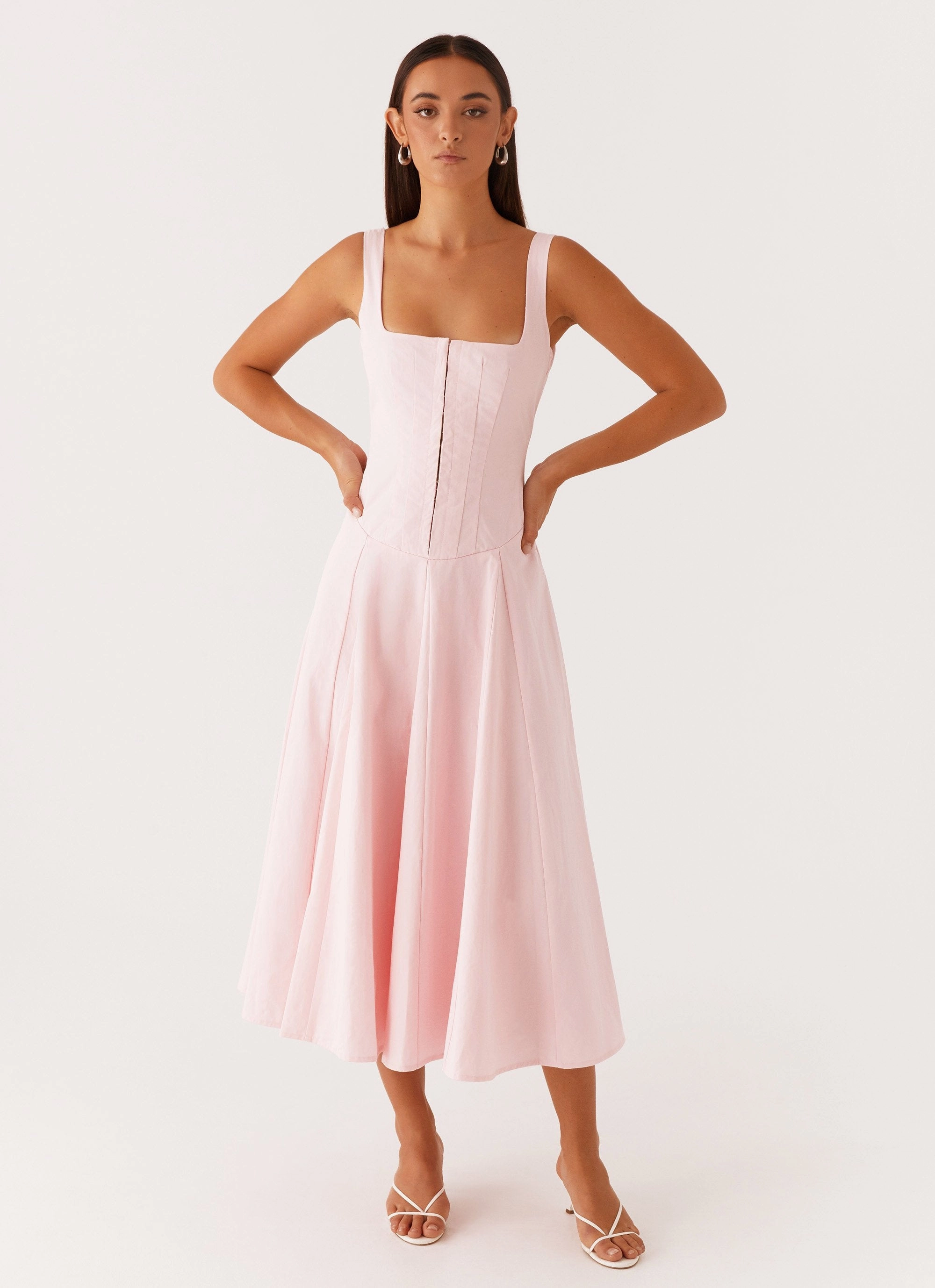 Ebony Midi Dress - Pastel Pink Everyday Comfort Wear Easy Mood