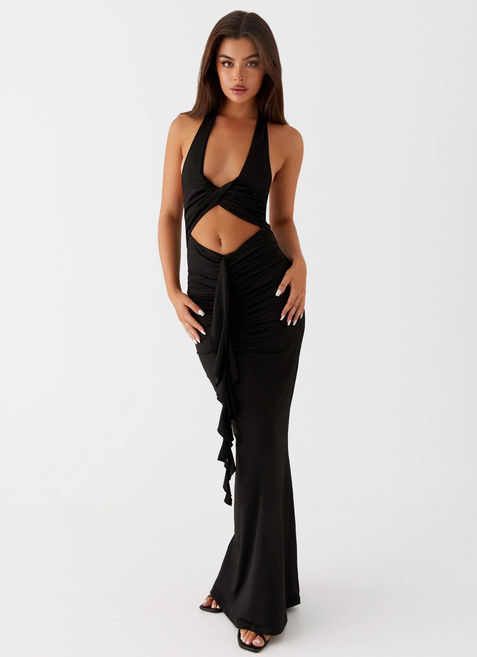 Allanna Frill Maxi Dress - Black Comfortable Design Wear