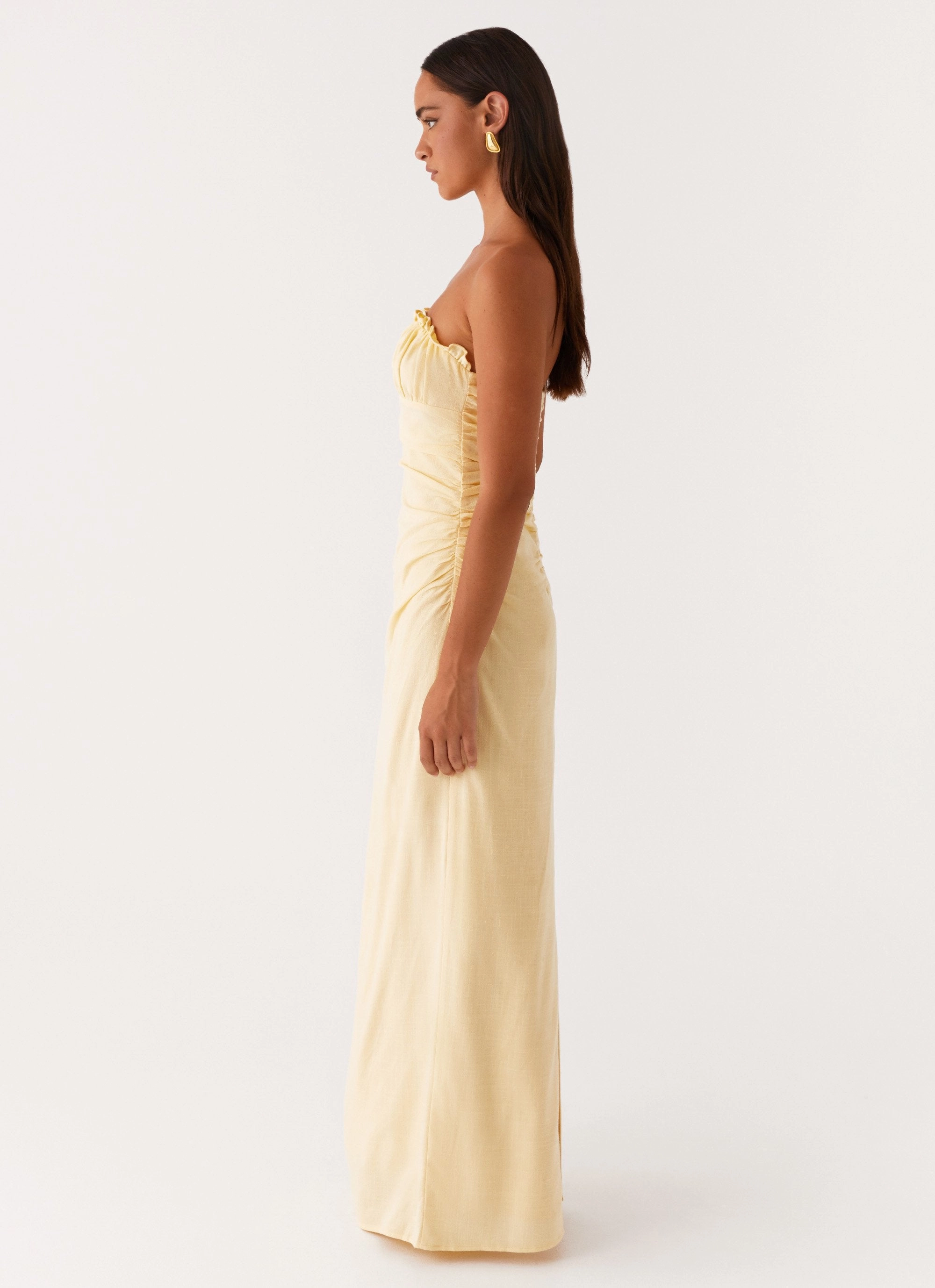 Xena Gathered Maxi Dress - Yellow Pretty Glow Fashionable Layers