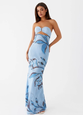 Tropicana Maxi Dress - Blue Floral Lounge Mood