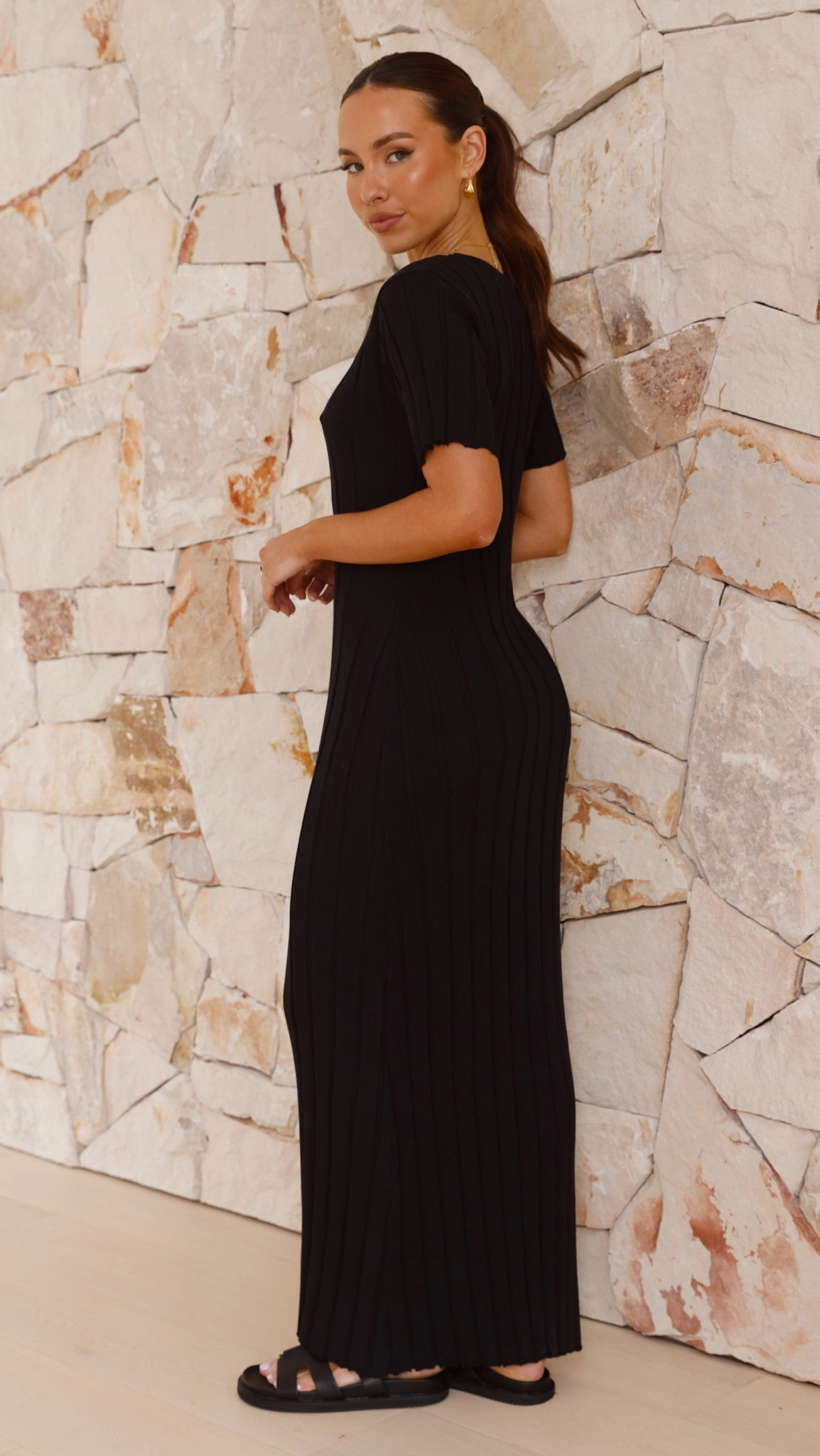 Mari Maxi Dress - Black Color-Blocked Light Shape