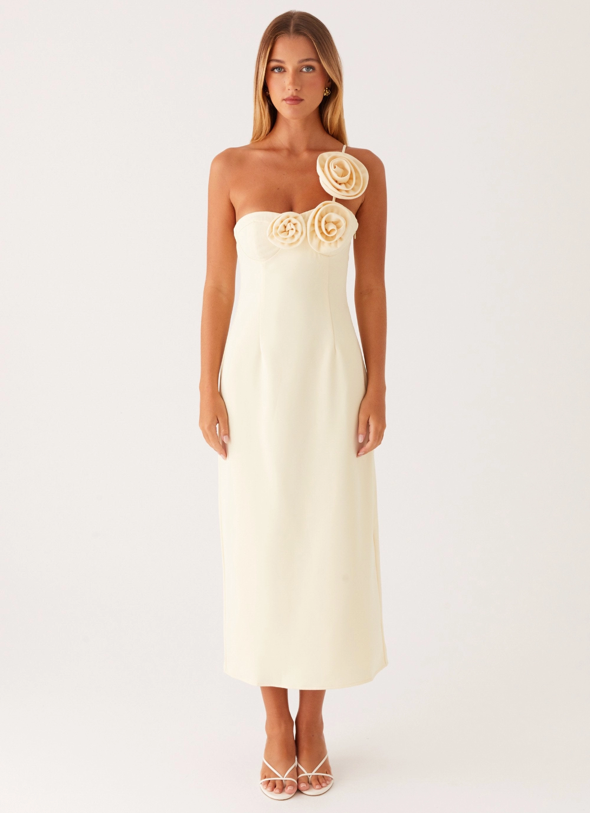 Sweetpea Midi Dress - Yellow Statement Neck Vibe Choice