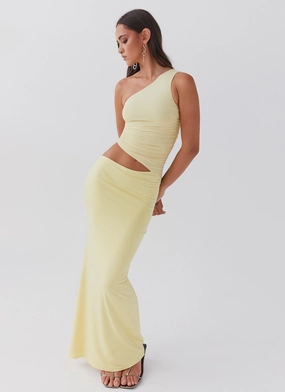 Seranella One Shoulder Maxi Dress - Lemon Deep Hue