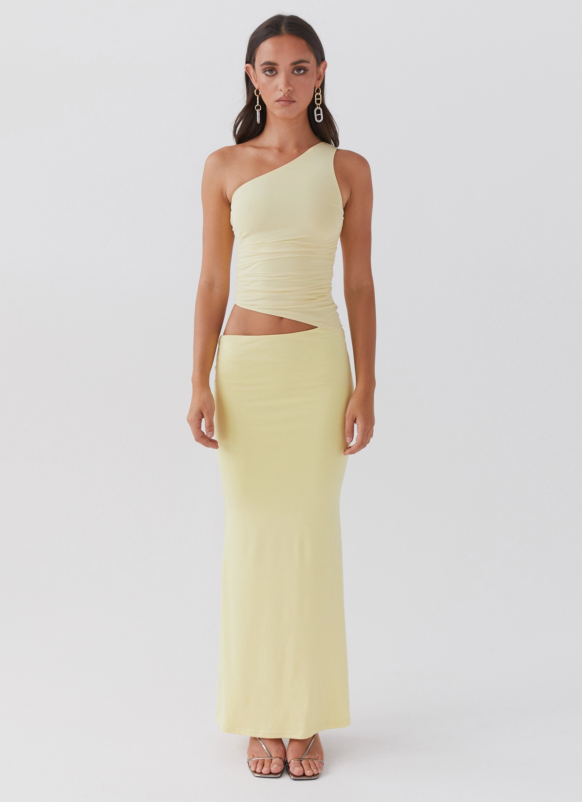Seranella One Shoulder Maxi Dress - Lemon Feminine Structure