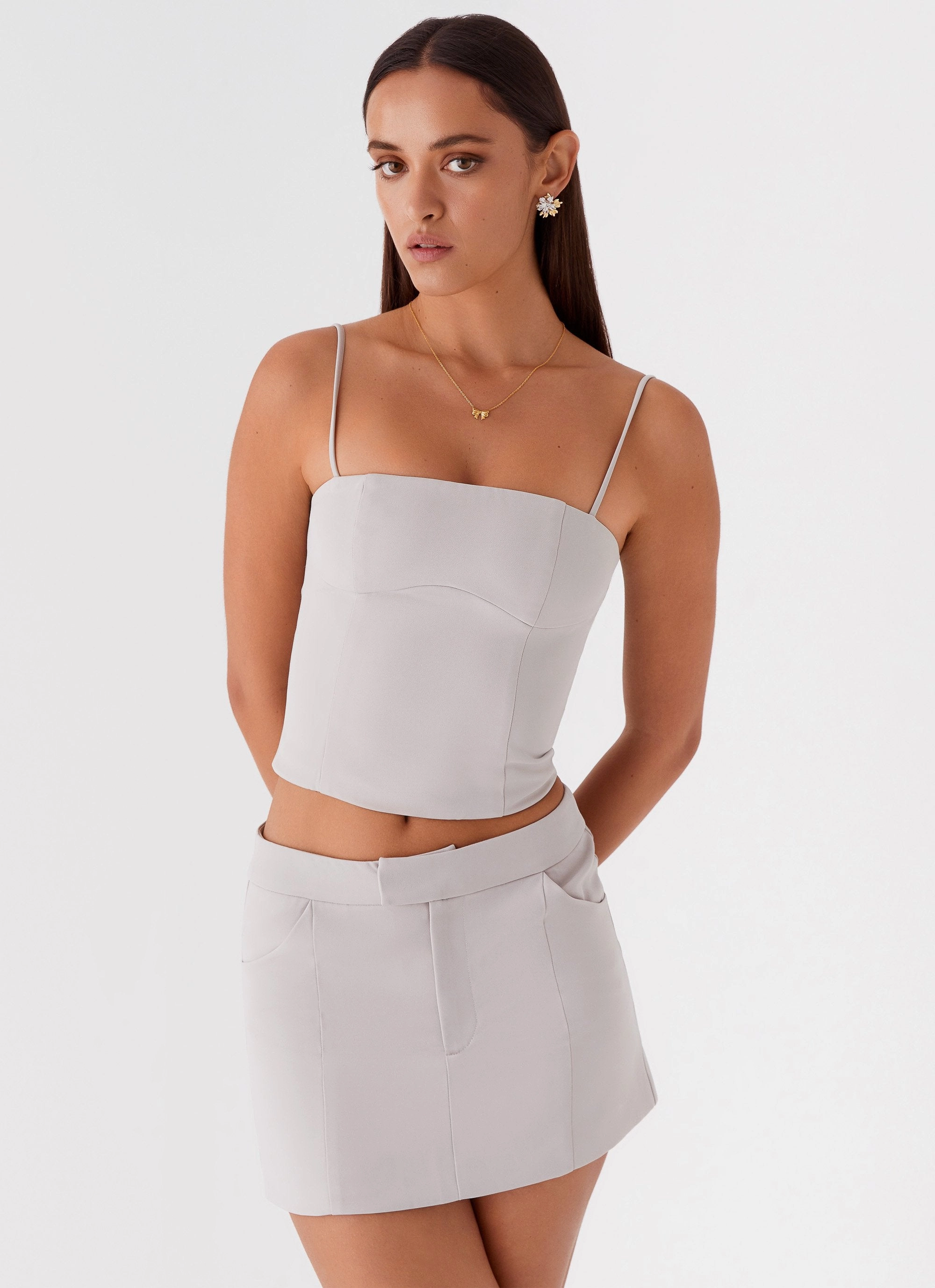 UV Protection Neutrals Only Eliana Suit Mini Skirt - Grey
