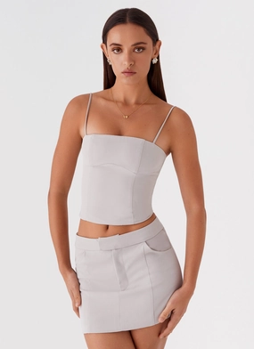 Eliana Suit Mini Skirt - Grey Neutral Tones casual finish