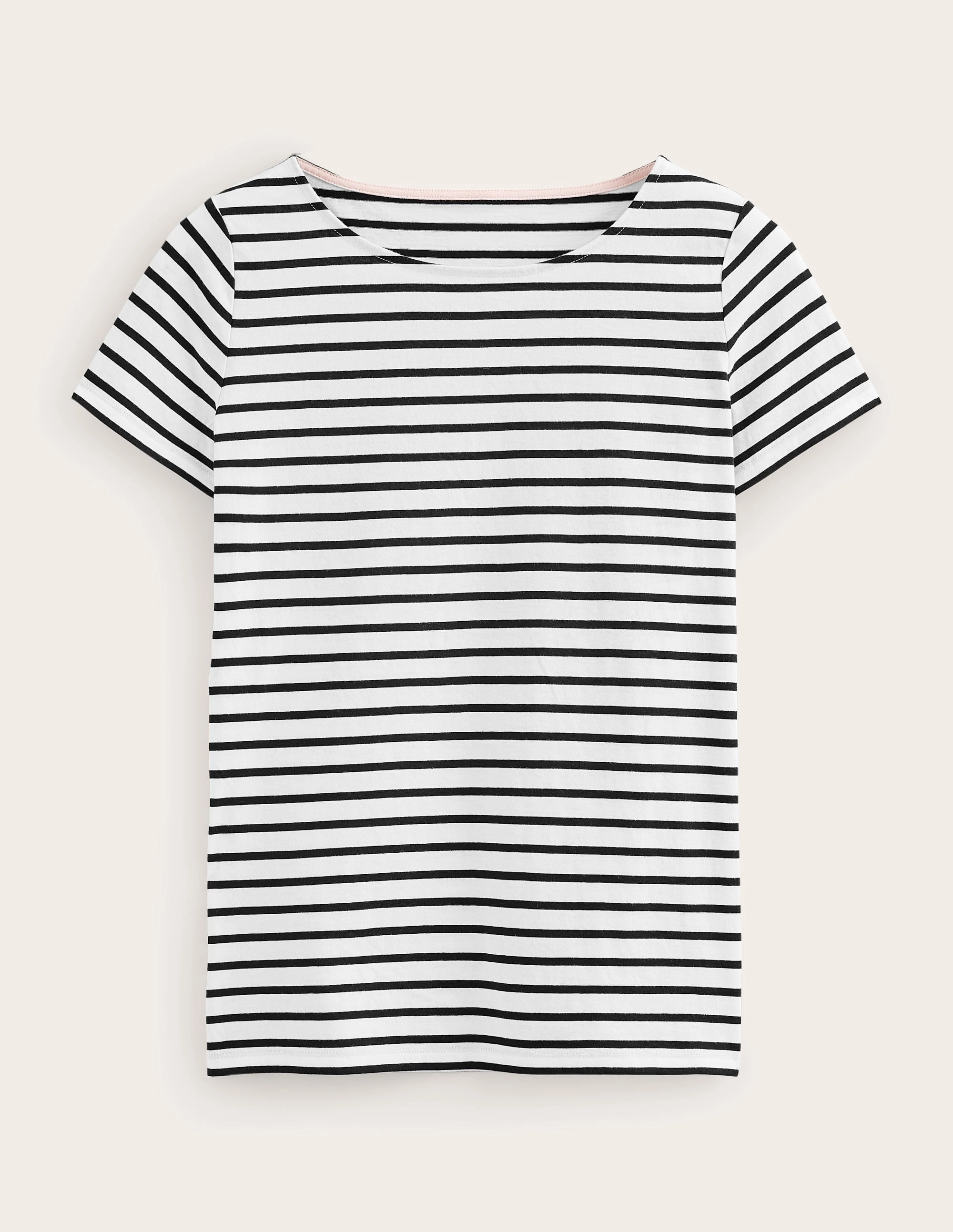 Relaxed Look Ella Short Sleeve Breton-Ivory, Black