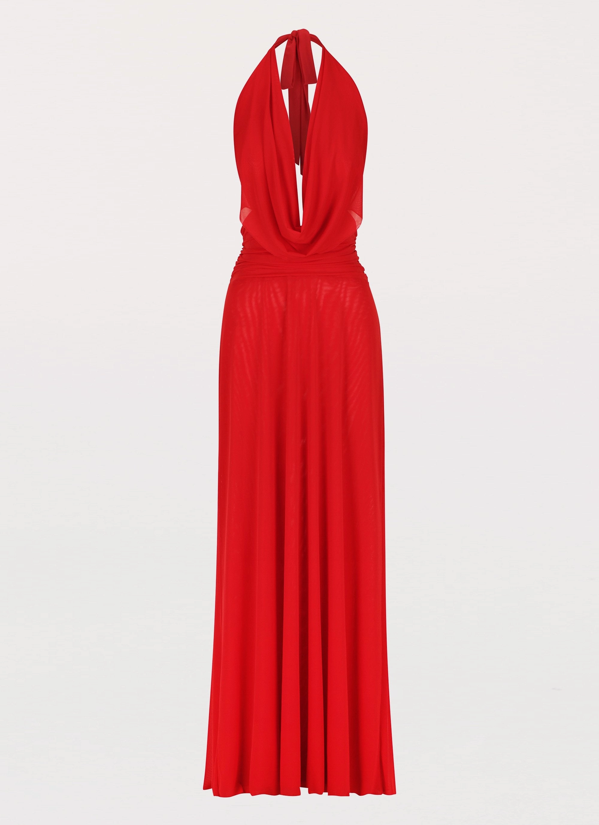 Elysia Mesh Maxi Dress - Cherry Red warm tones