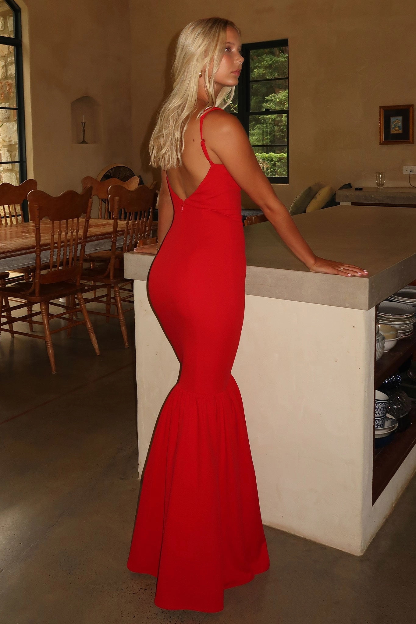 Emberly Maxi Dress - Red Layer Ready Trendy Cut