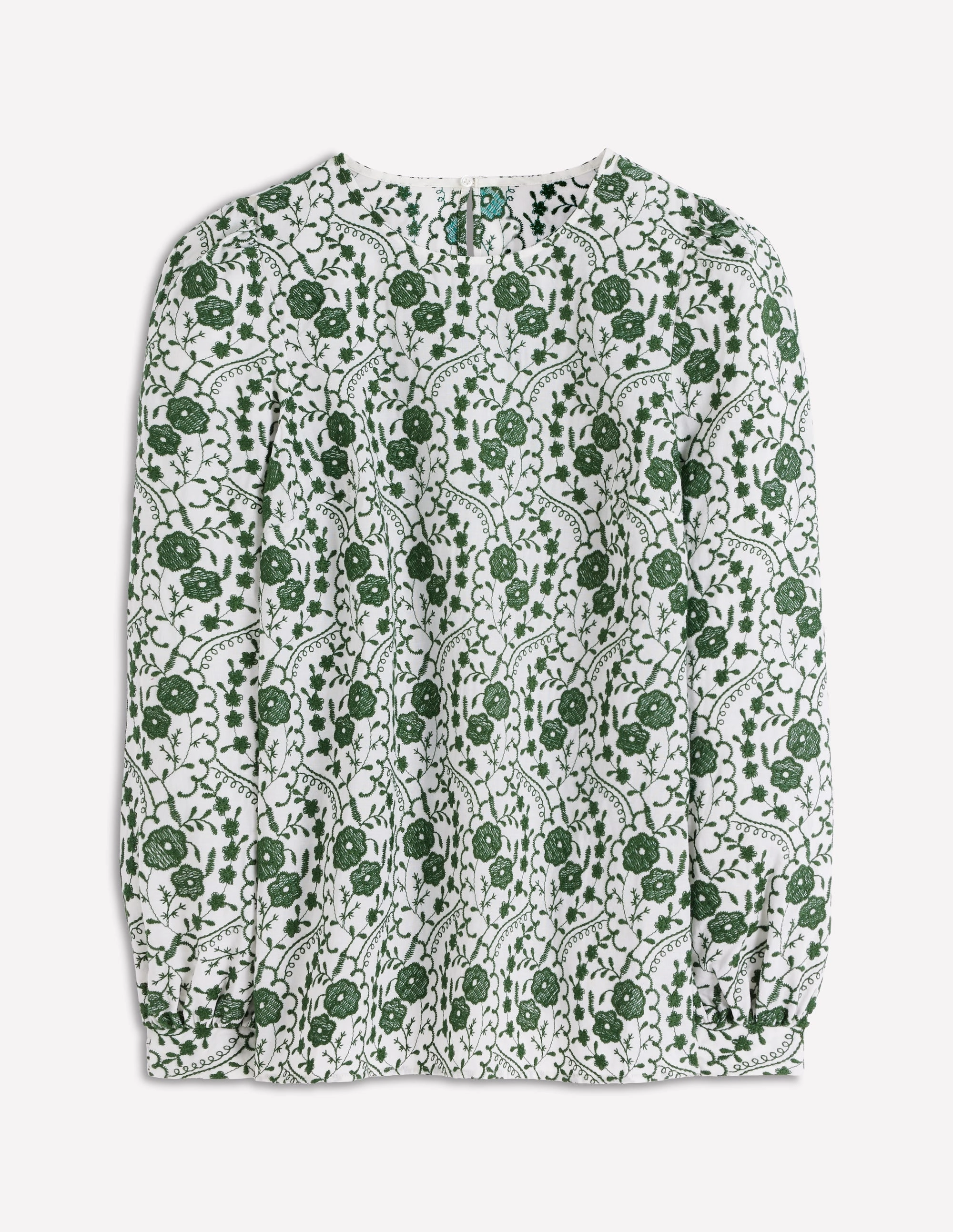 YarnDyedQuality SoftKnit Embroidered Cotton Top-Ivory