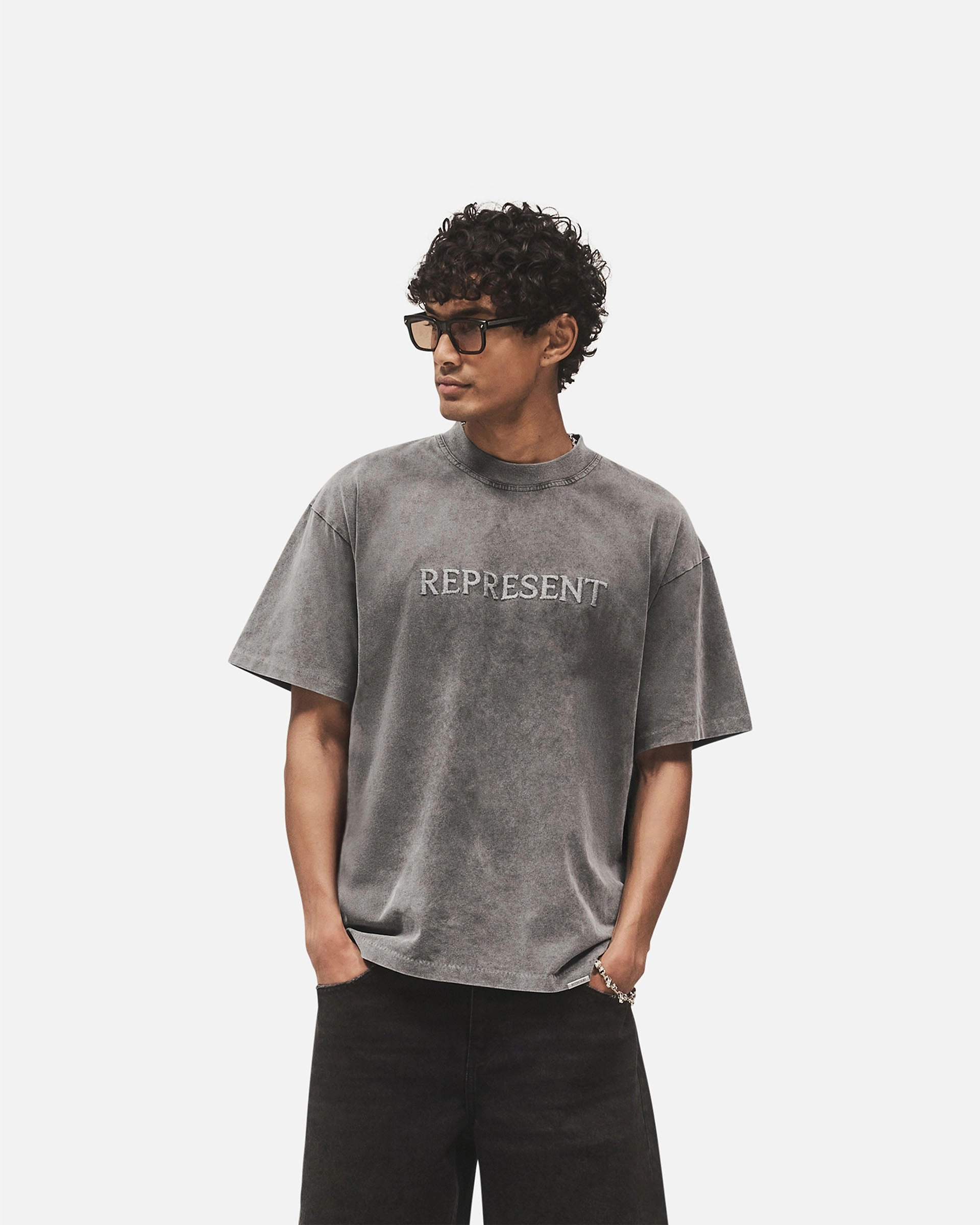 Embroidered Serif Logo T-Shirt - Vintage Grey AntiStatic Properties