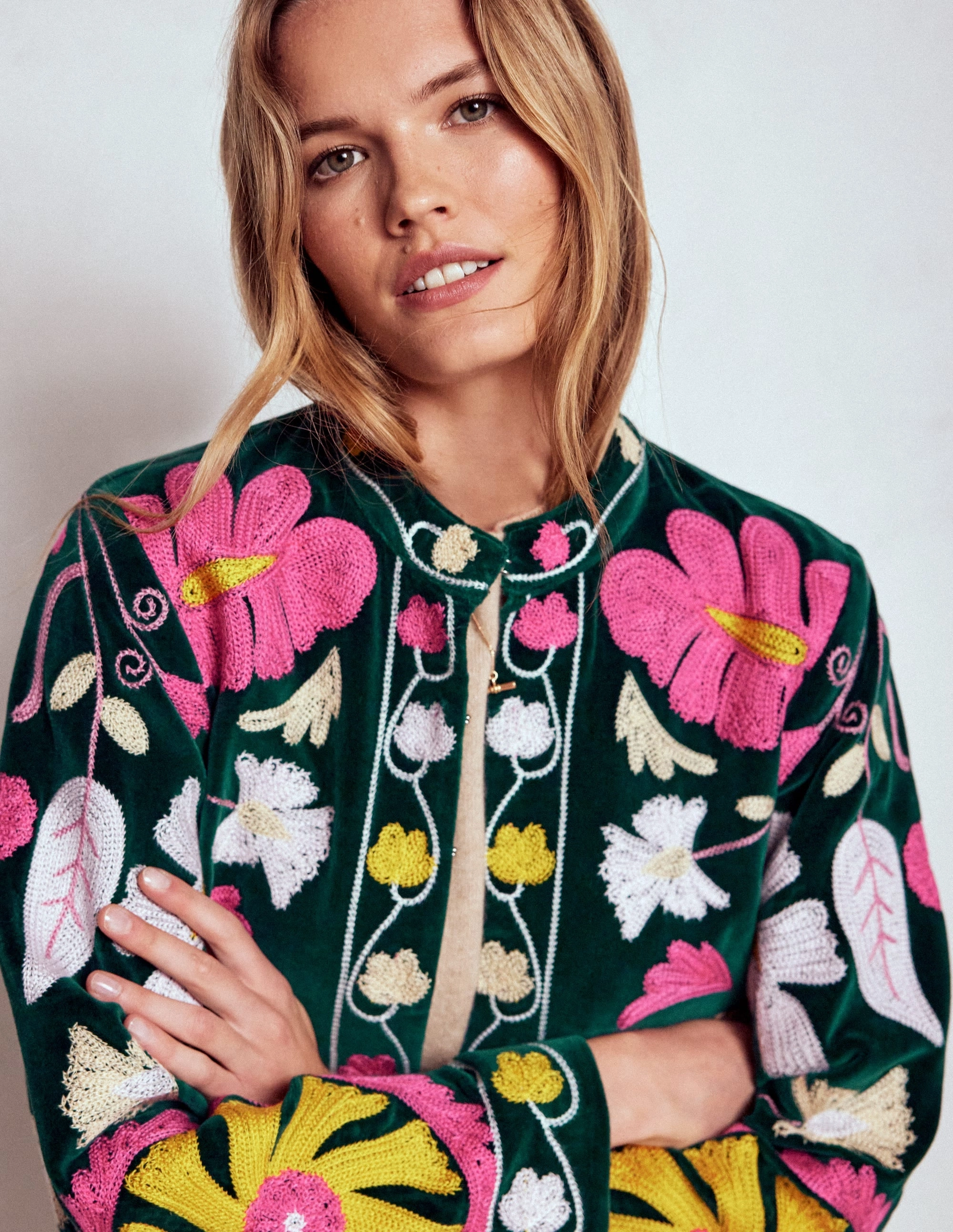 WaterRepellentFabric Embroidered Souvenir Jacket-Emerald Night Embroidery