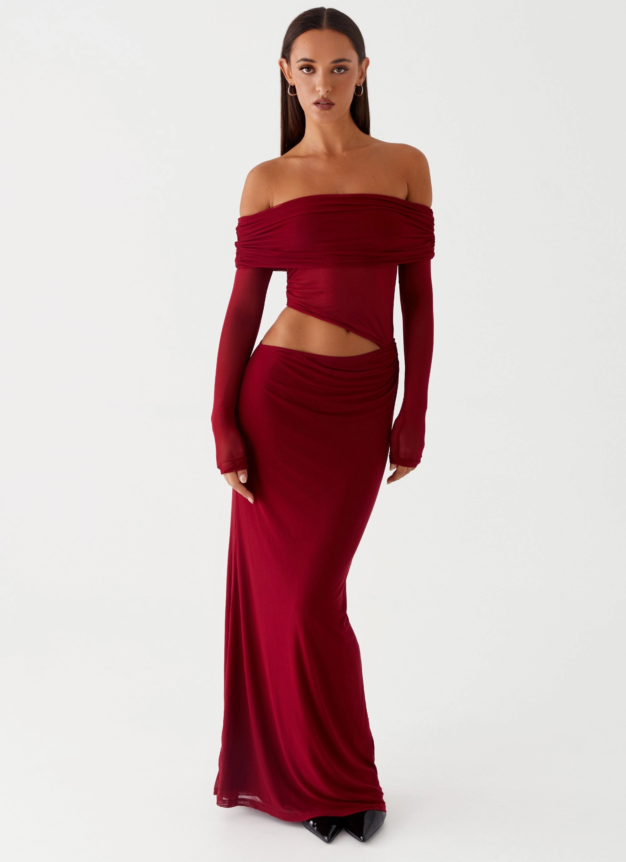 Quick Layer Feminine full-length gown Emery Maxi Dress - Cherry Red
