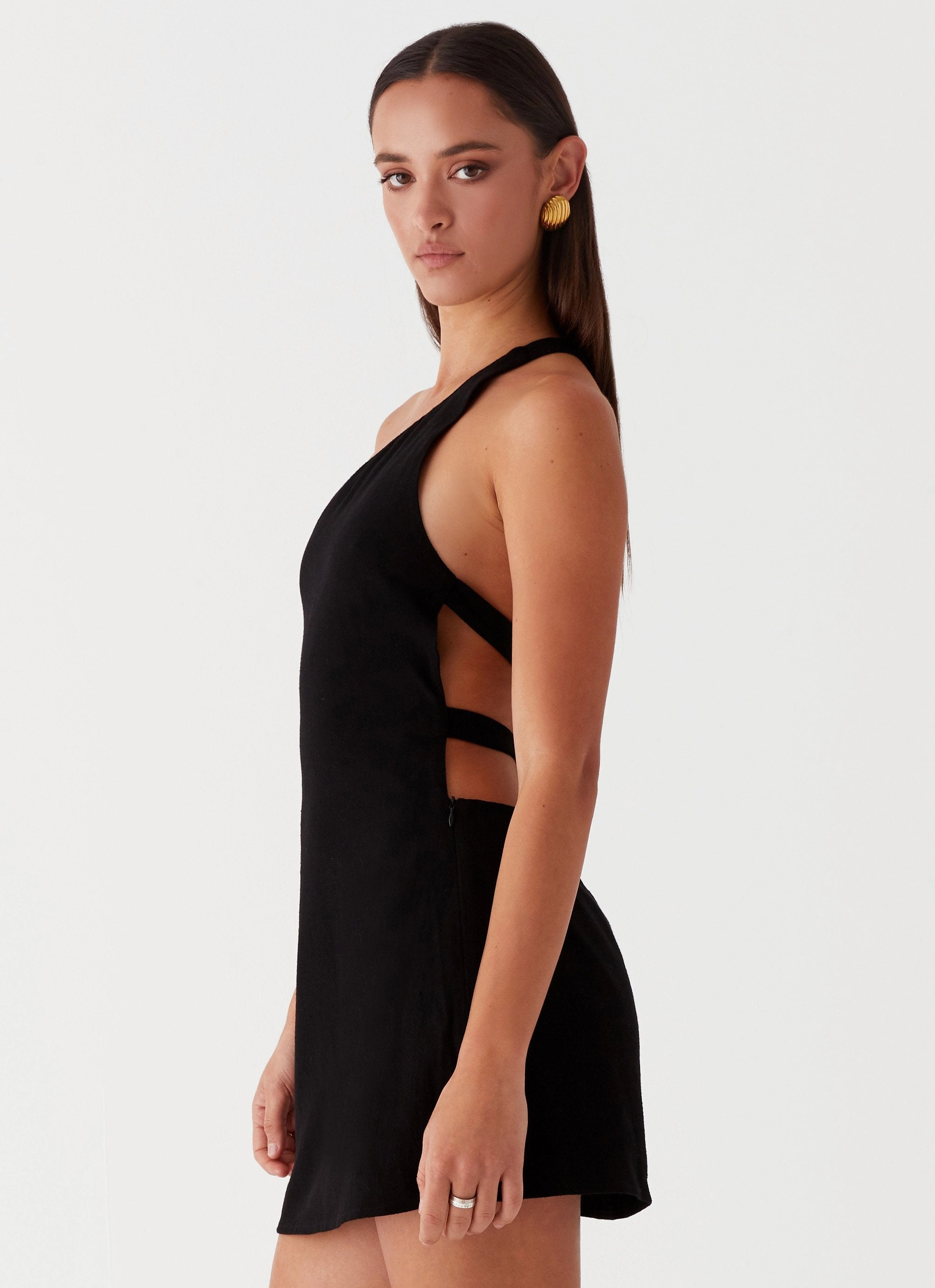 Perfect Waistband Emilee Tie Back Mini Dress - Black