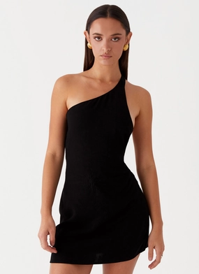 Gentle Stitch Statement Look Emilee Tie Back Mini Dress - Black