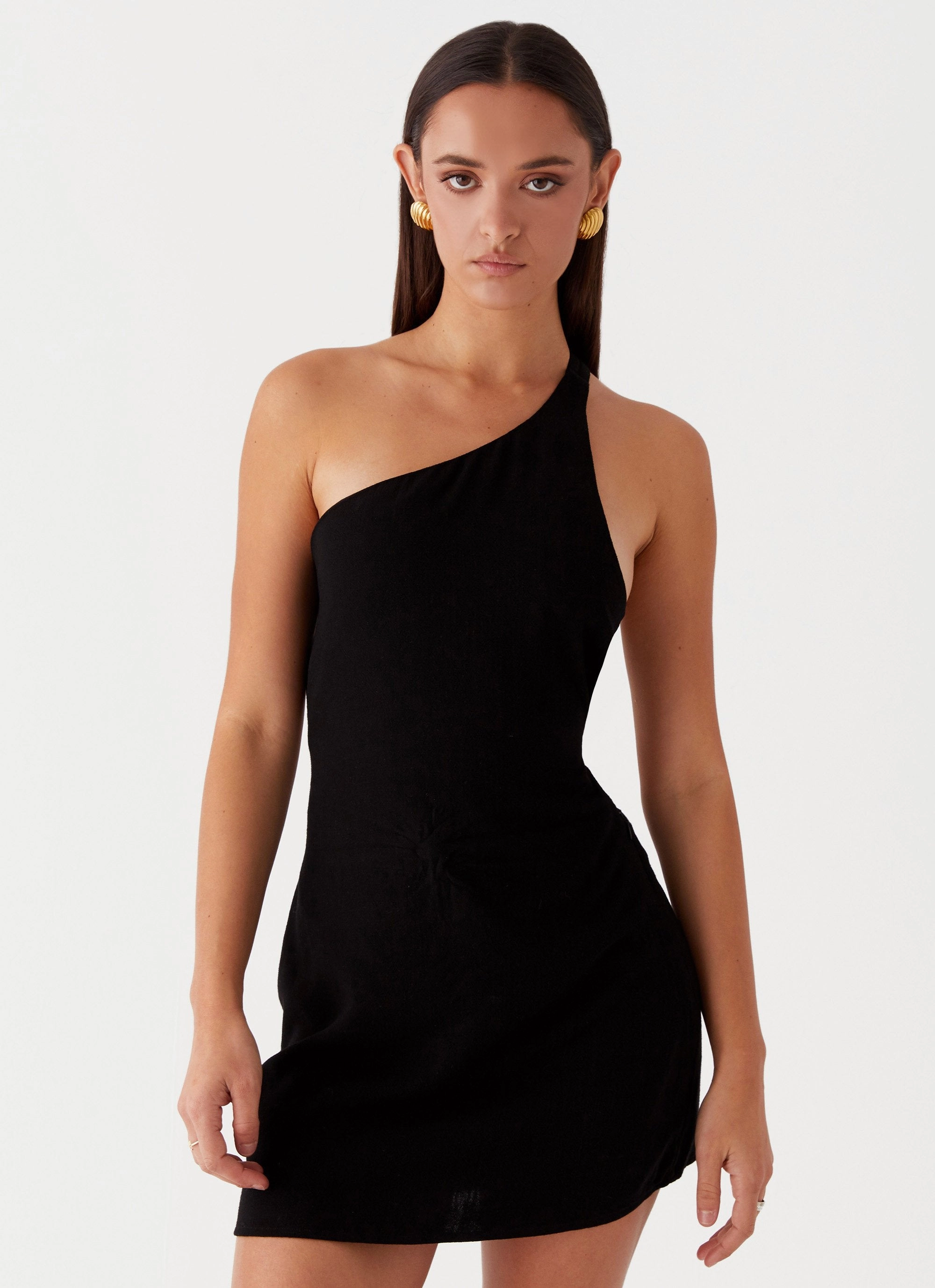Gentle Stitch Statement Look Emilee Tie Back Mini Dress - Black