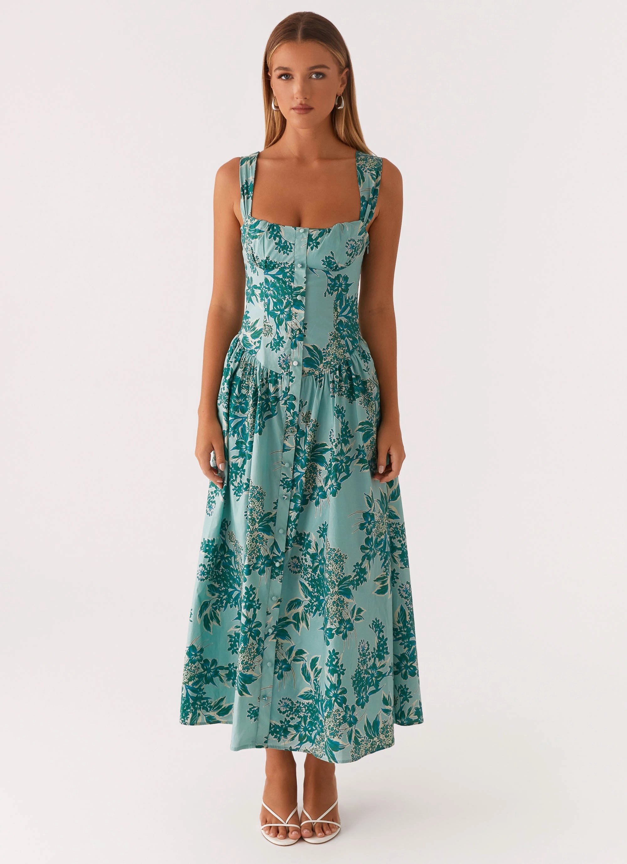 Emmalina Midi Dress - Cloud Nine Floral Casual Chic Wear