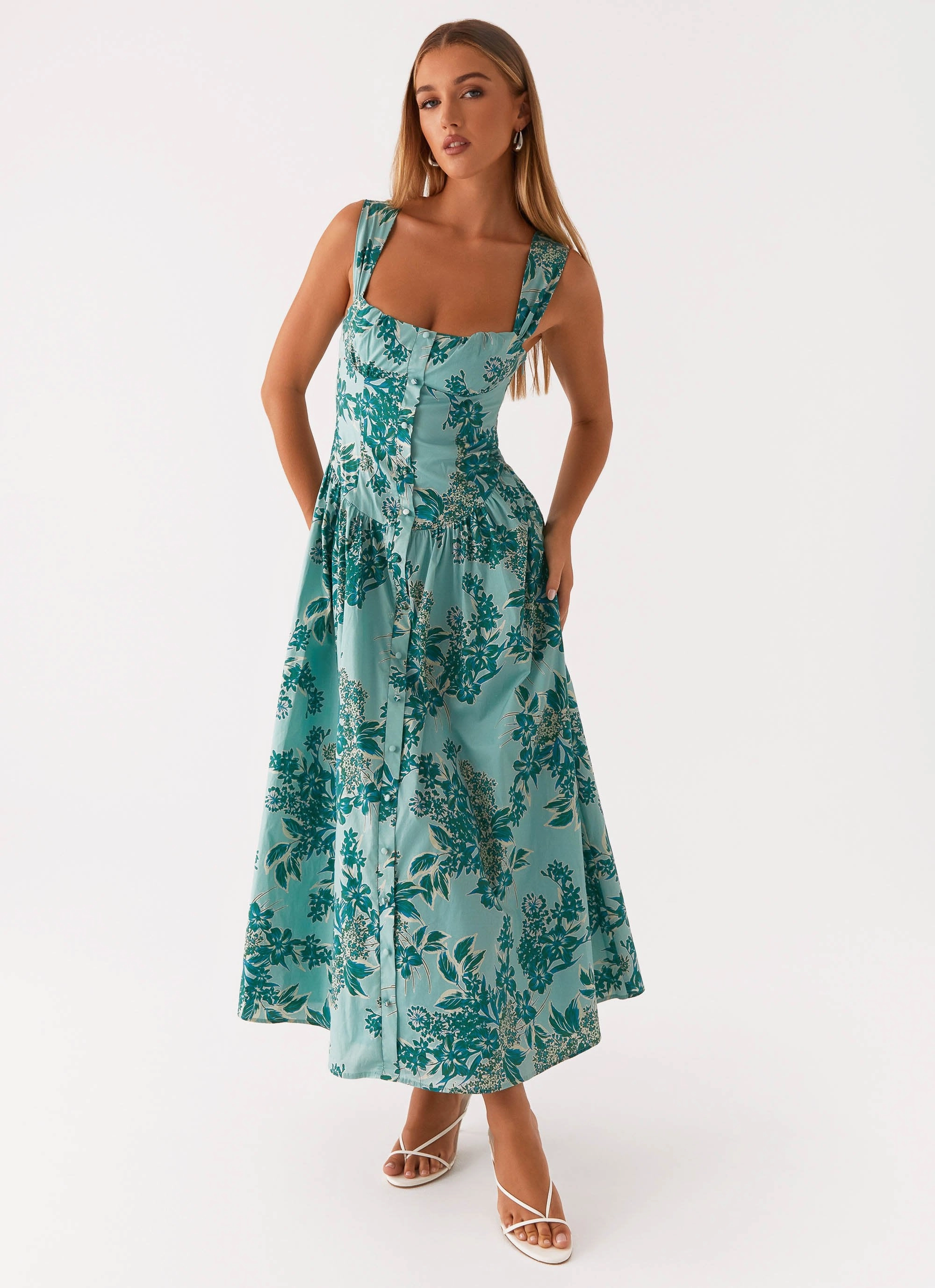 Emmalina Midi Dress - Cloud Nine Floral Soft and Smooth