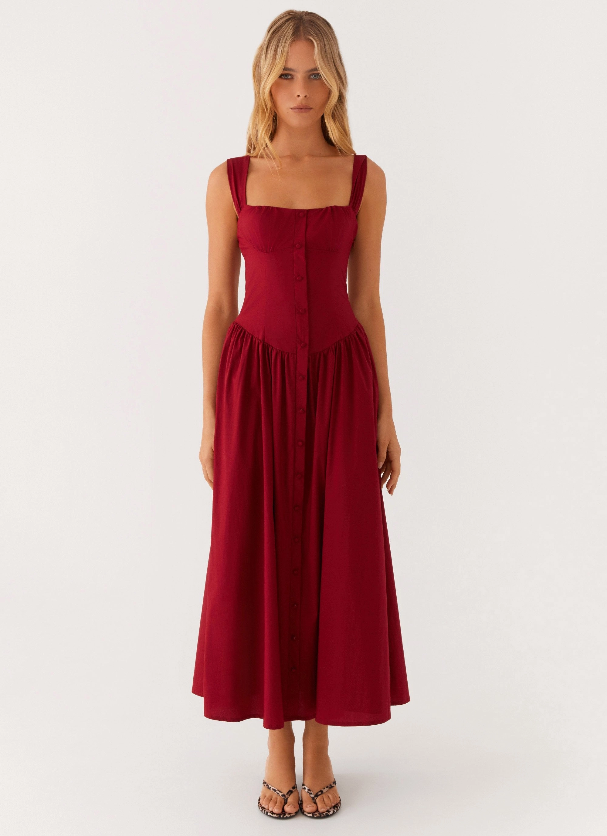 Simple Spirit Emmalina Midi Dress - Deep Red