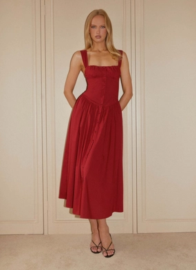 Elegant formal piece Emmalina Midi Dress - Deep Red