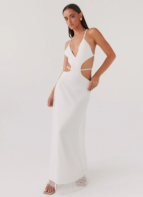 Enchanted Melodies Maxi Dress - White Smart Silhouette Seasonal Must-Have