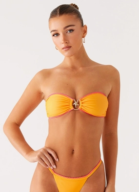 Laurel Bikini Top - Orange Full Coverage Back Lightweight Material