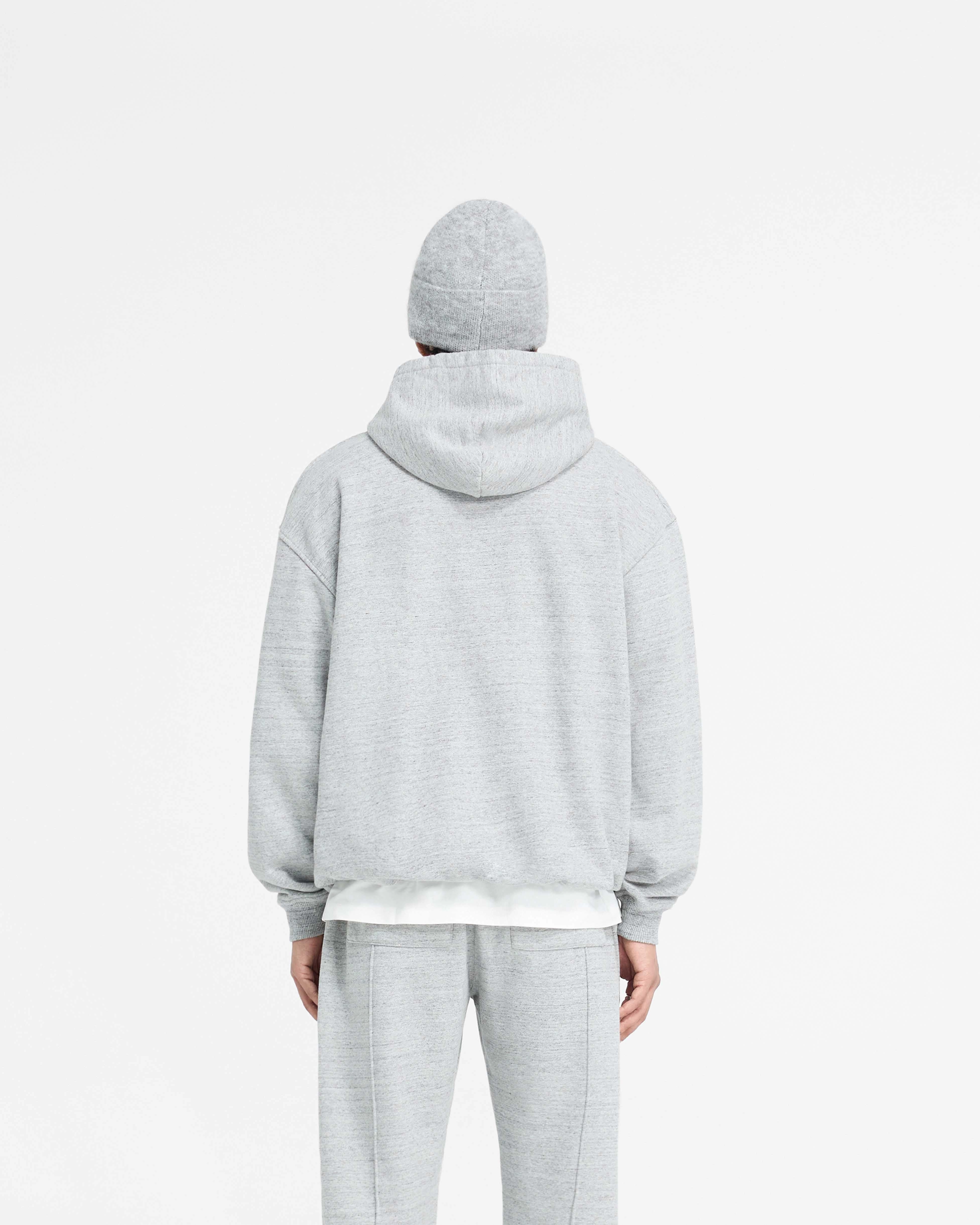 Retro Vibe England Applique Hoodie - Grey Marl