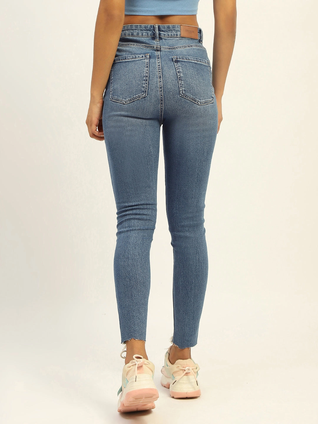 Madame Skinny Fit Raw Hem Cotton Light Blue Denim Eco Friendly Night Out Chic Design Style